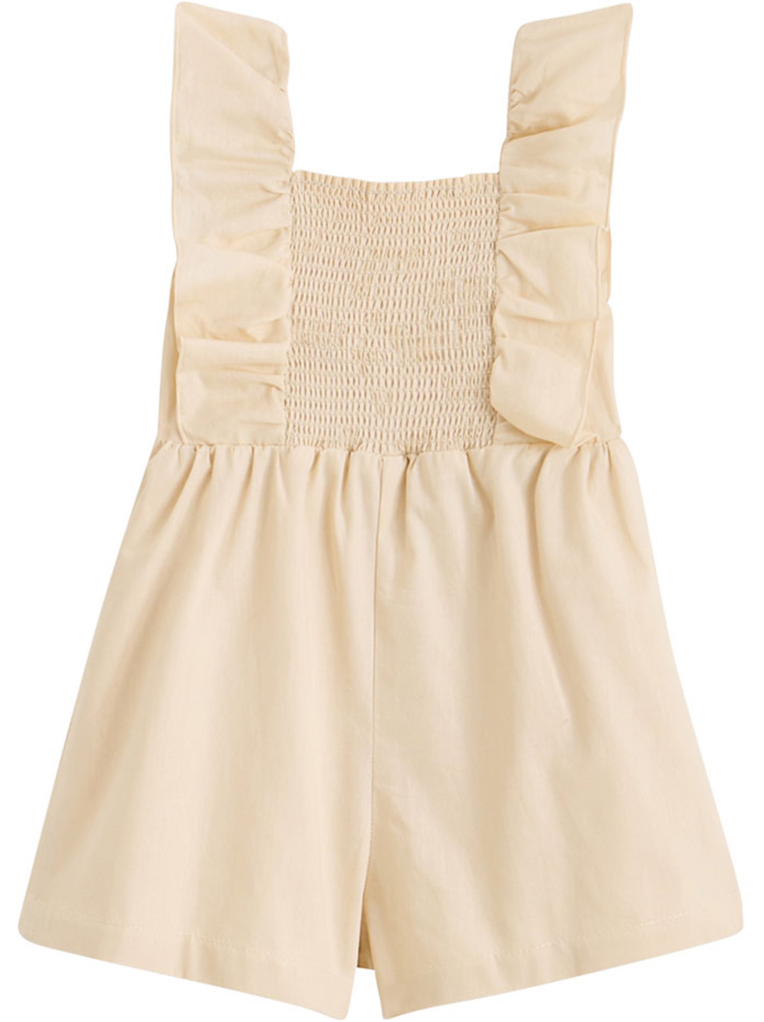 Barboteuse bébé en popeline poésie d'été - Beige clair