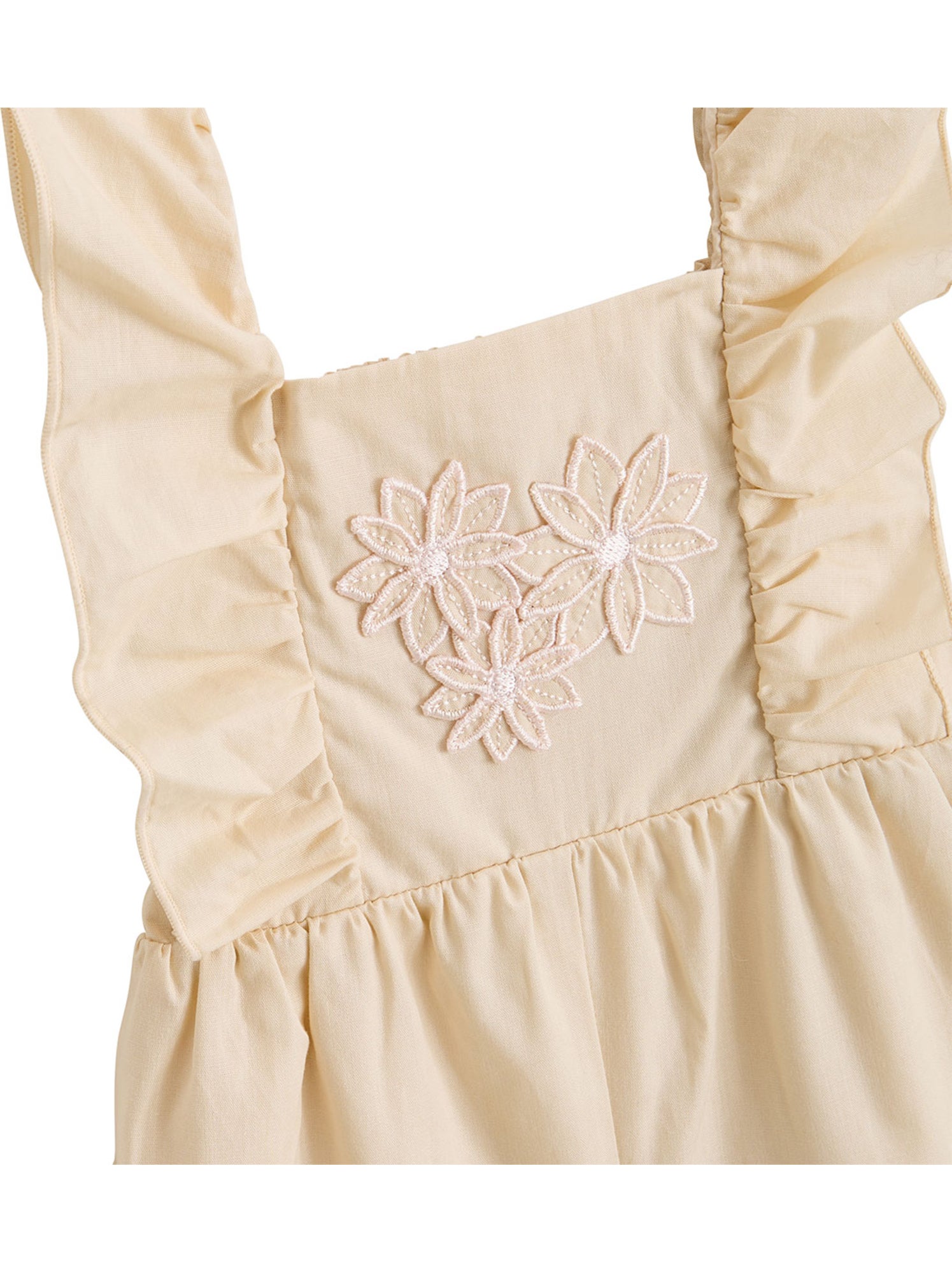 Barboteuse bébé en popeline poésie d'été - Beige clair