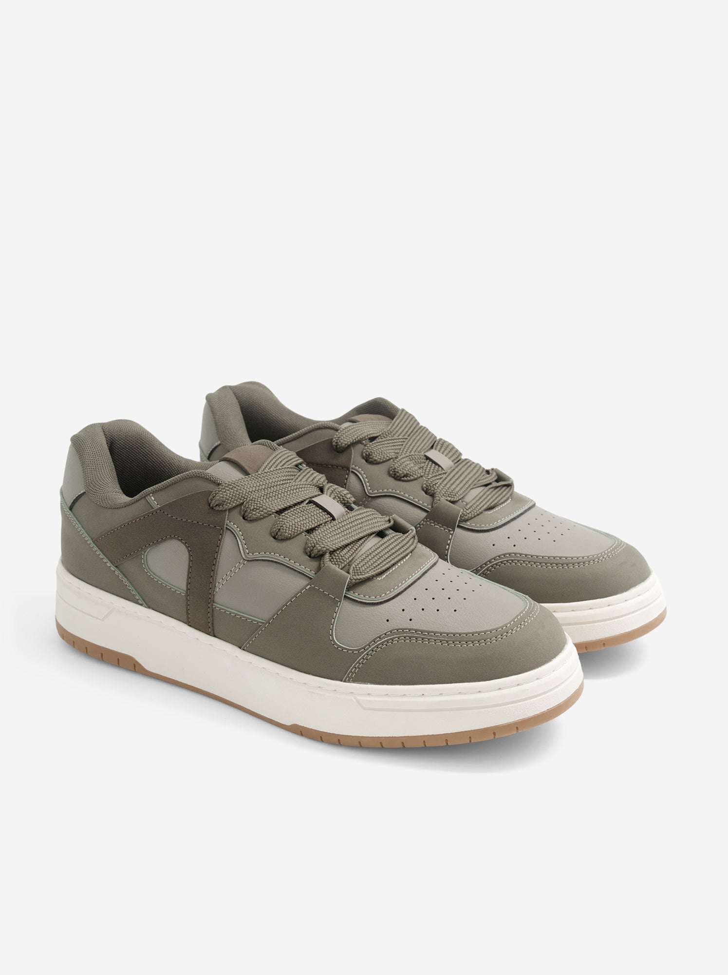 Baskets basses en simili - Kaki