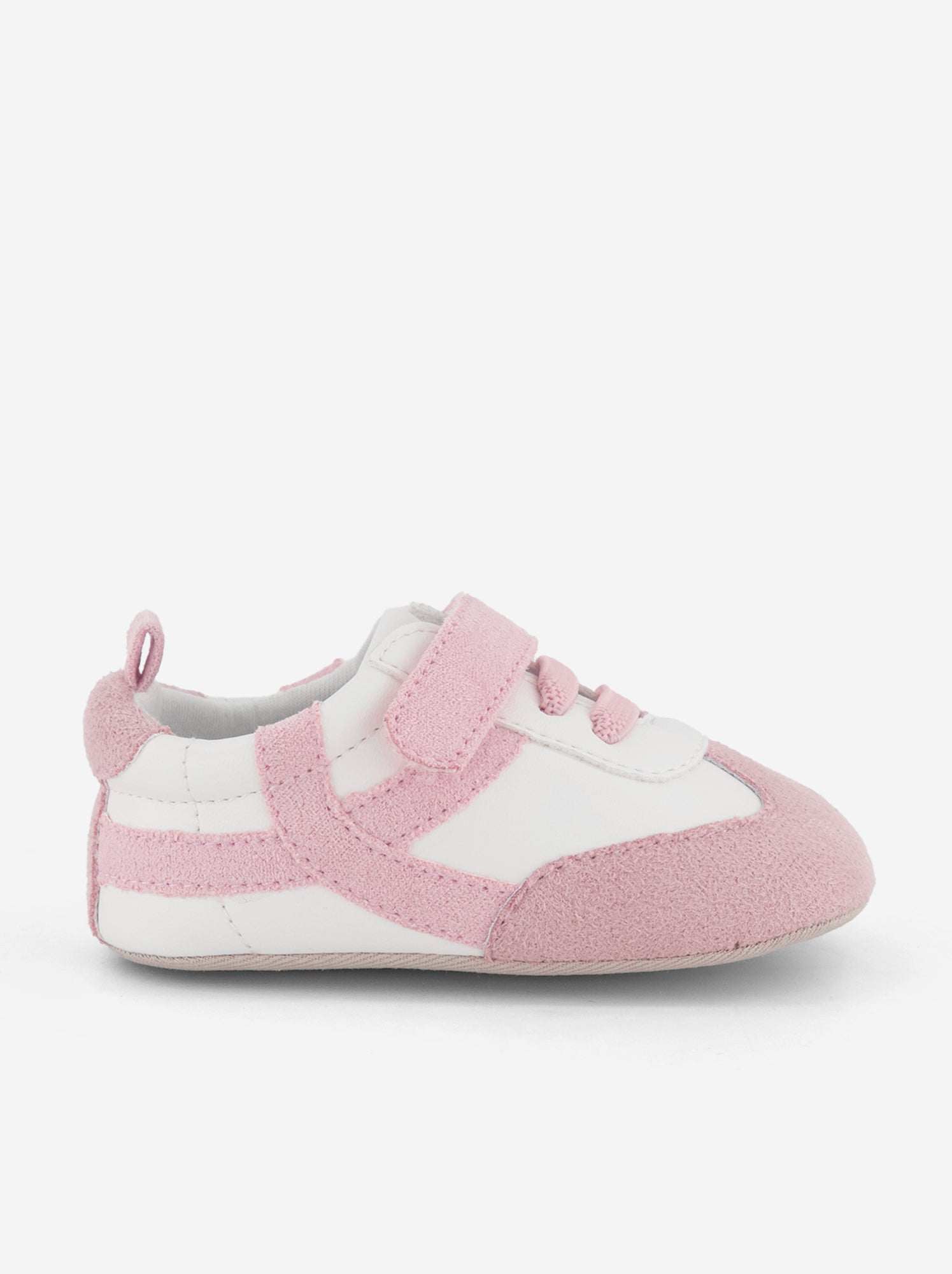 Baskets basses ouverture à scratchs et lacets - Rose