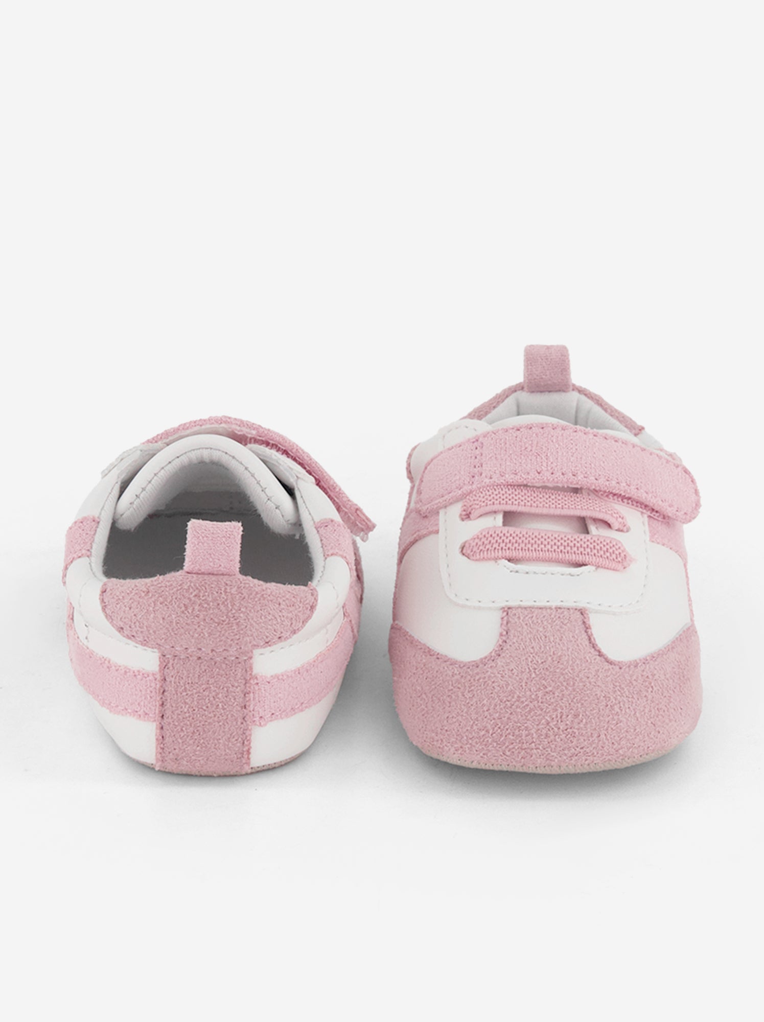 Baskets basses ouverture à scratchs et lacets - Rose