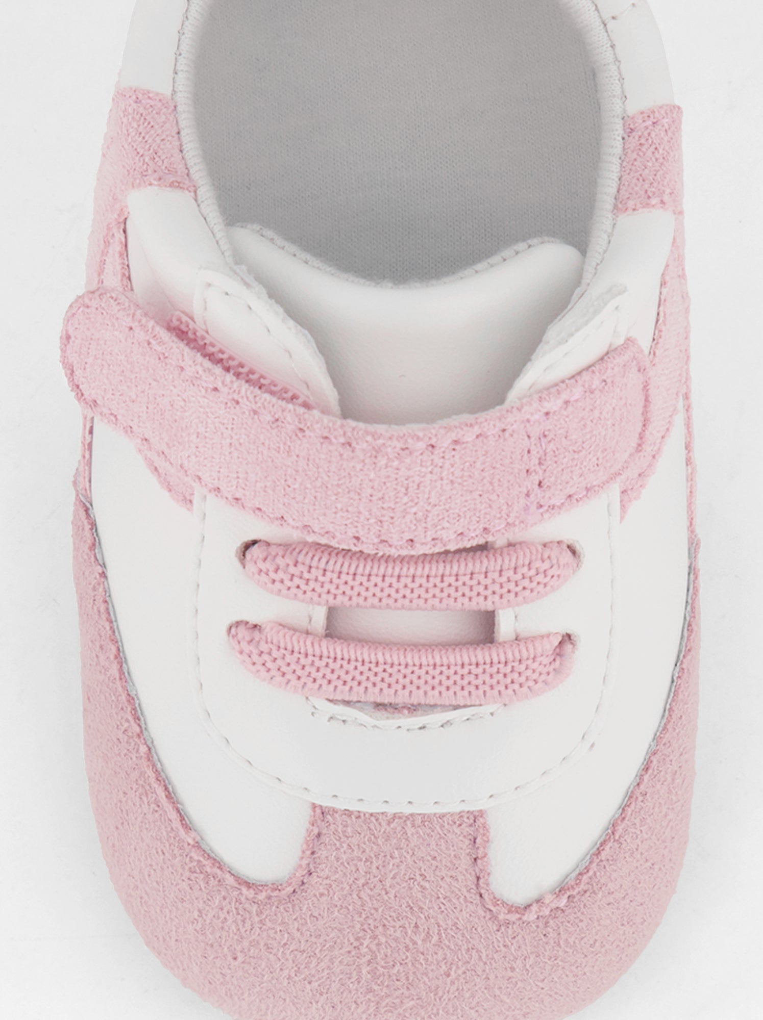 Baskets basses ouverture à scratchs et lacets - Rose