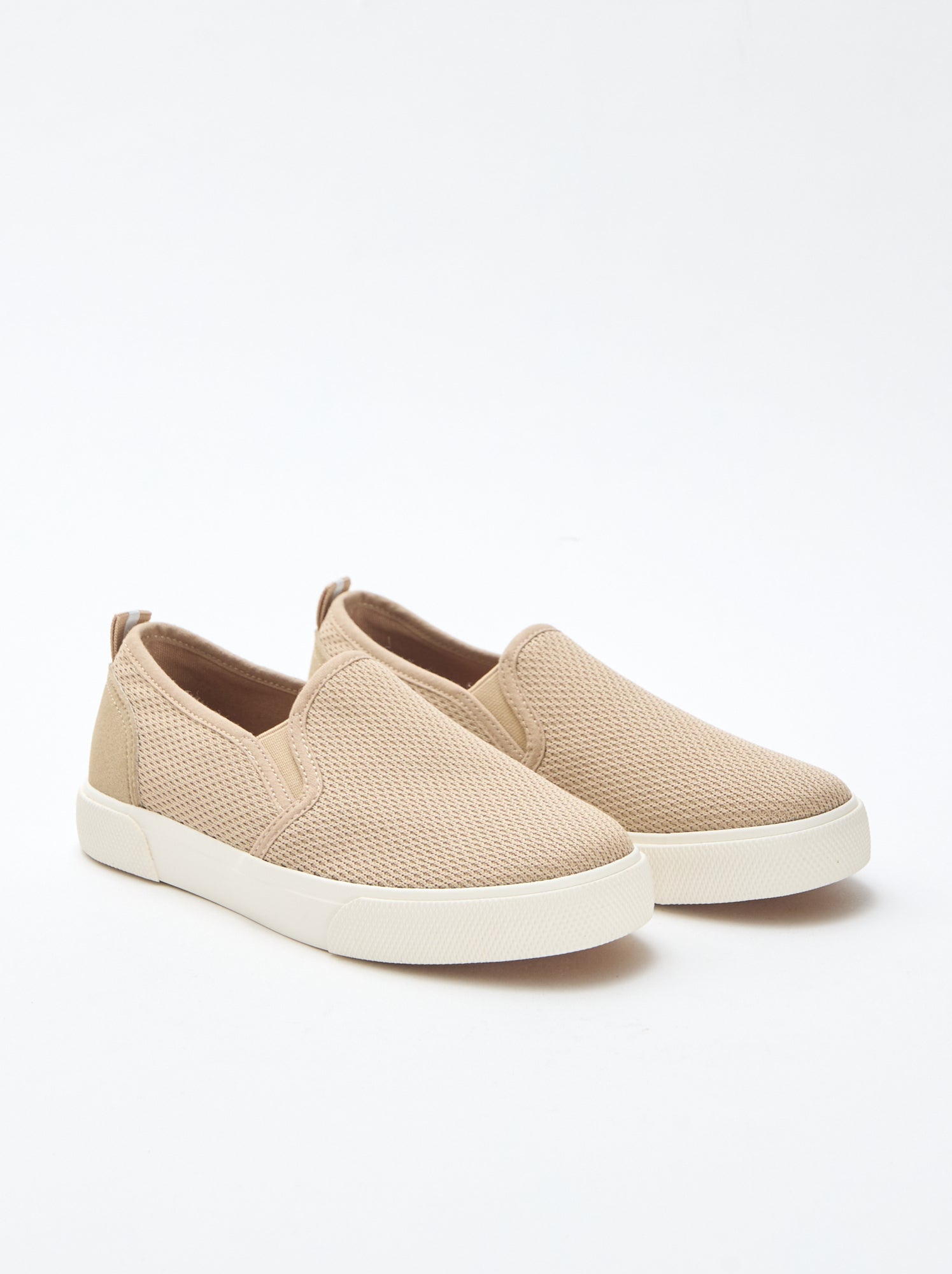 Baskets basses slip-on en mesh uni - Beige