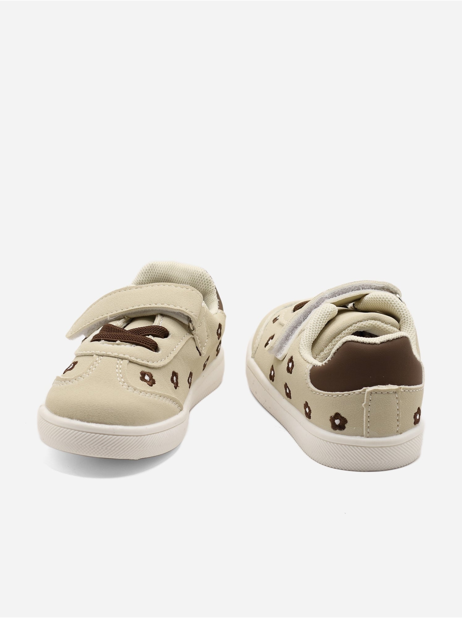 Baskets bébé à scratch - Crème