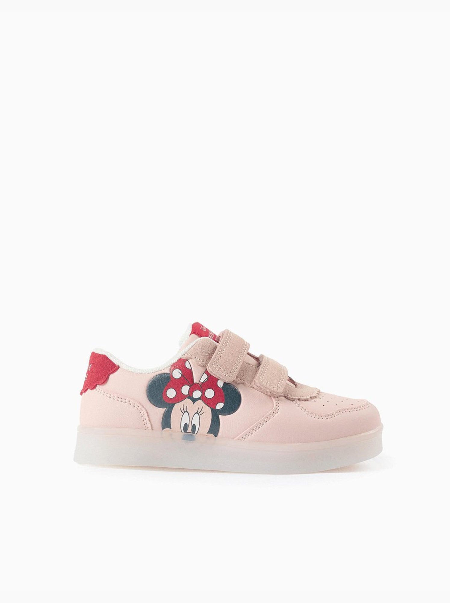 Baskets bi-matière lumineuses avec minnie - Rose clair