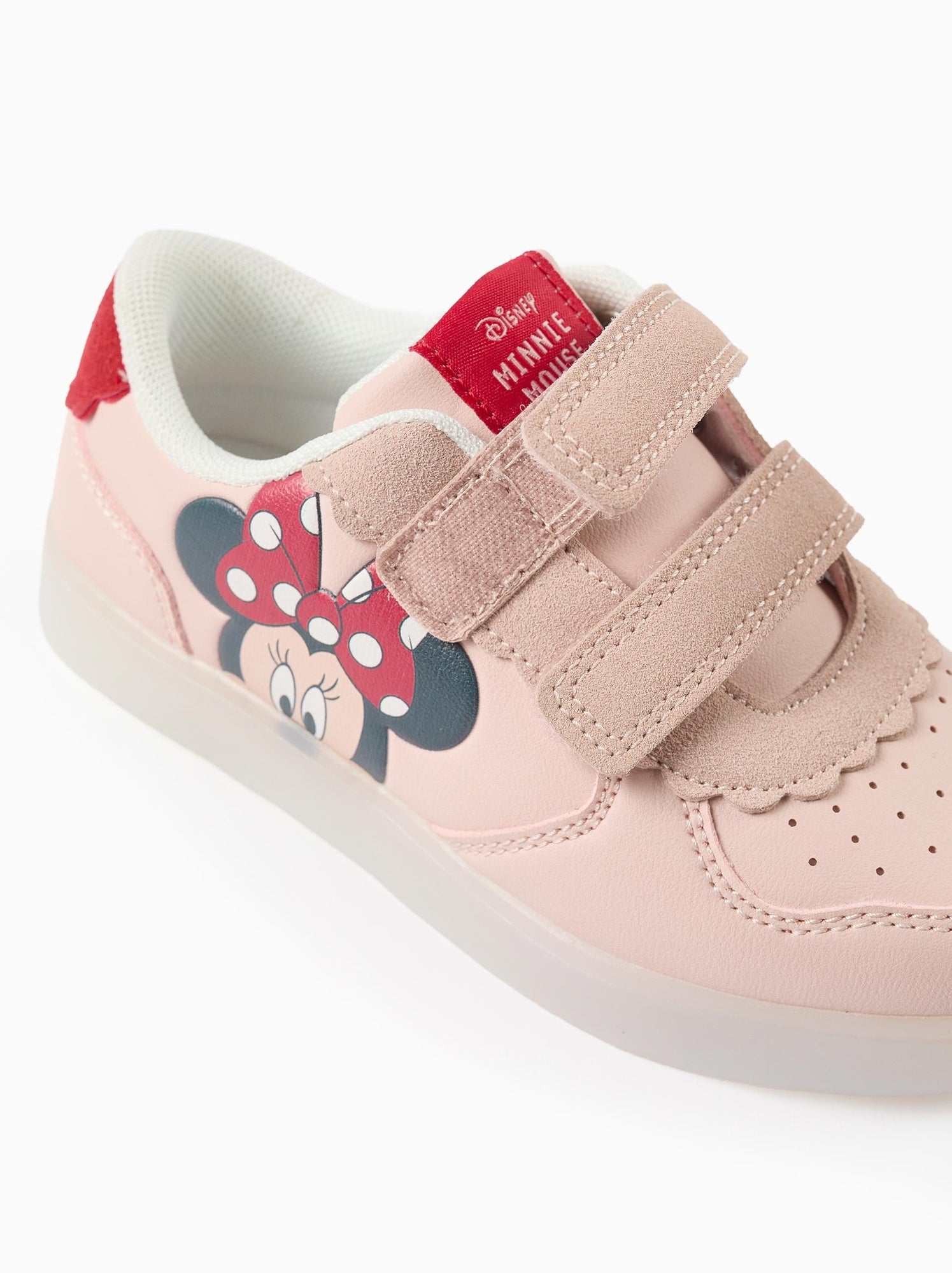 Baskets bi-matière lumineuses avec minnie - Rose clair