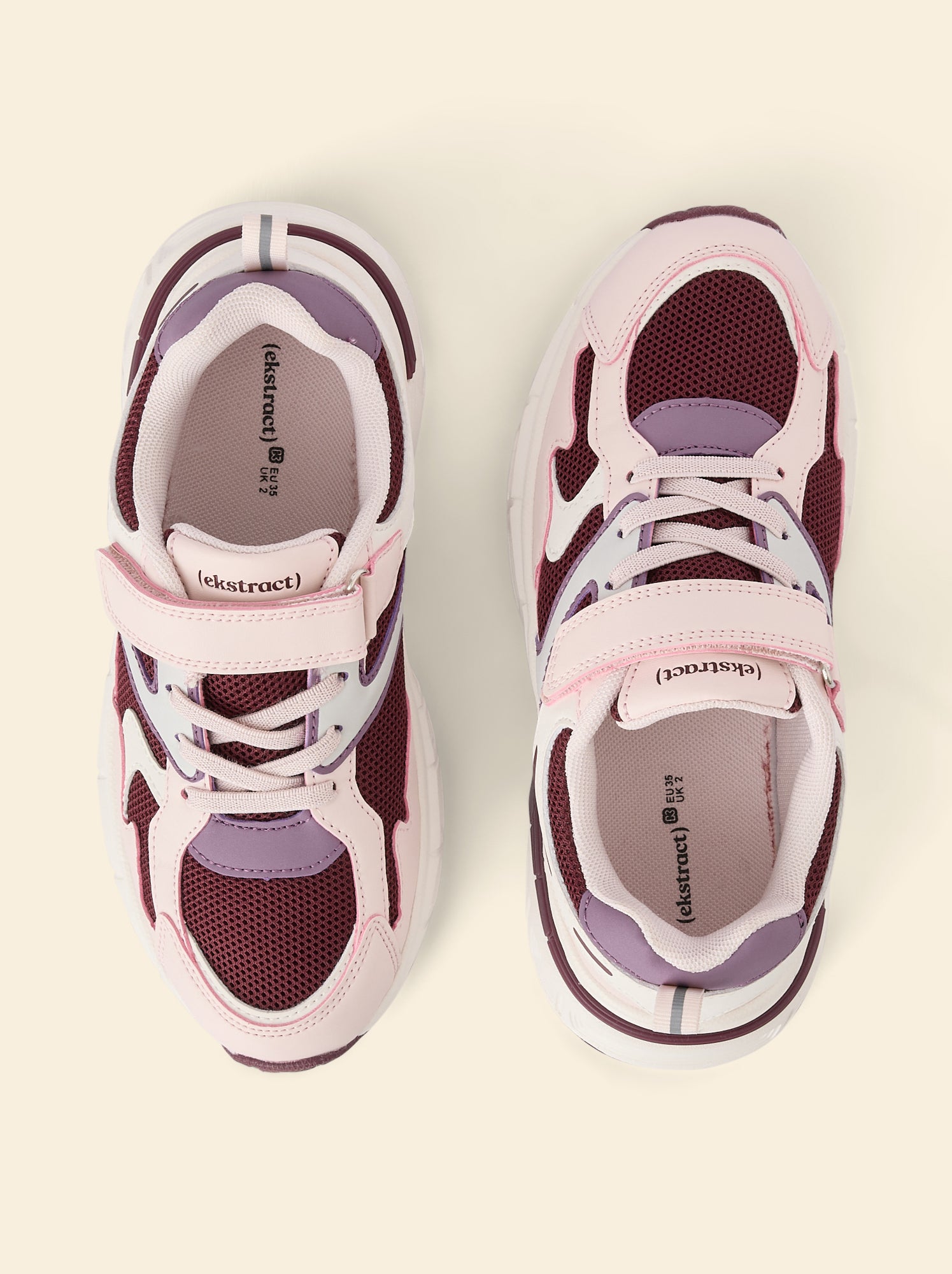 Baskets de sport multicolores à scratch (Ekstract) - Rose