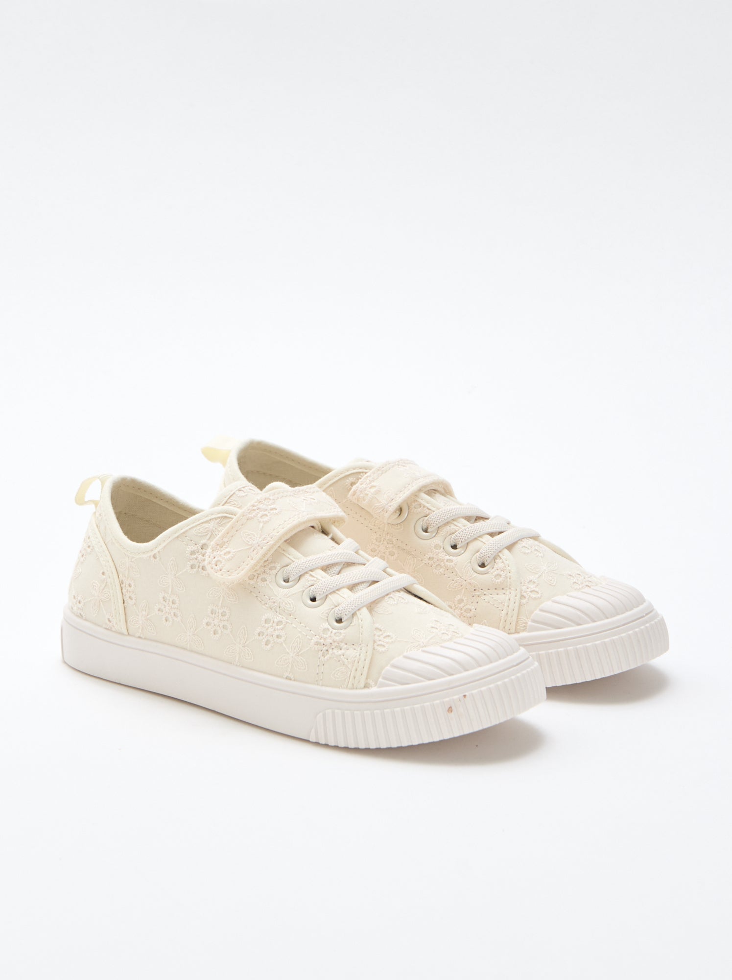 Baskets en toile imprimé fleurs - Beige