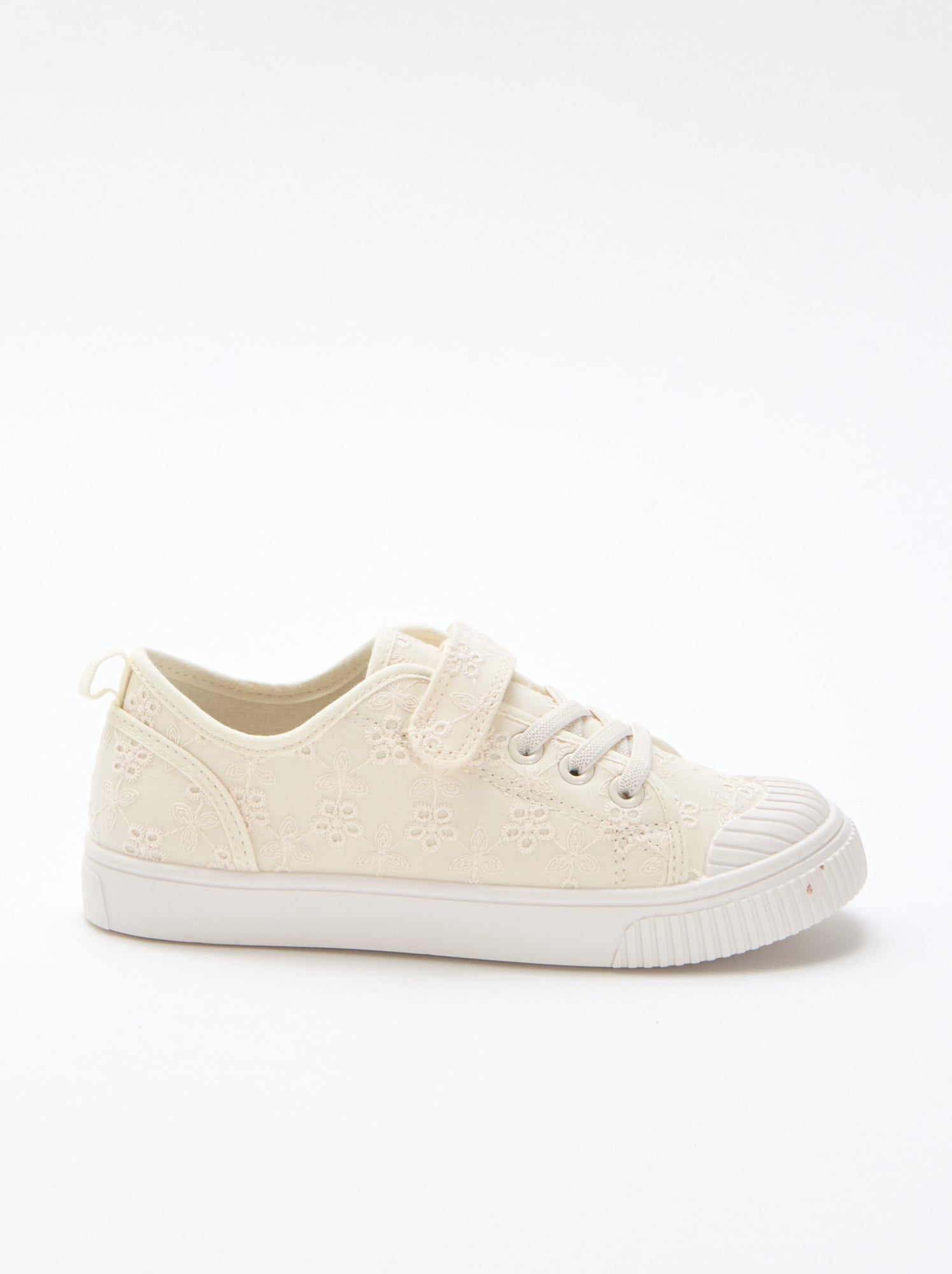 Baskets en toile imprimé fleurs - Beige