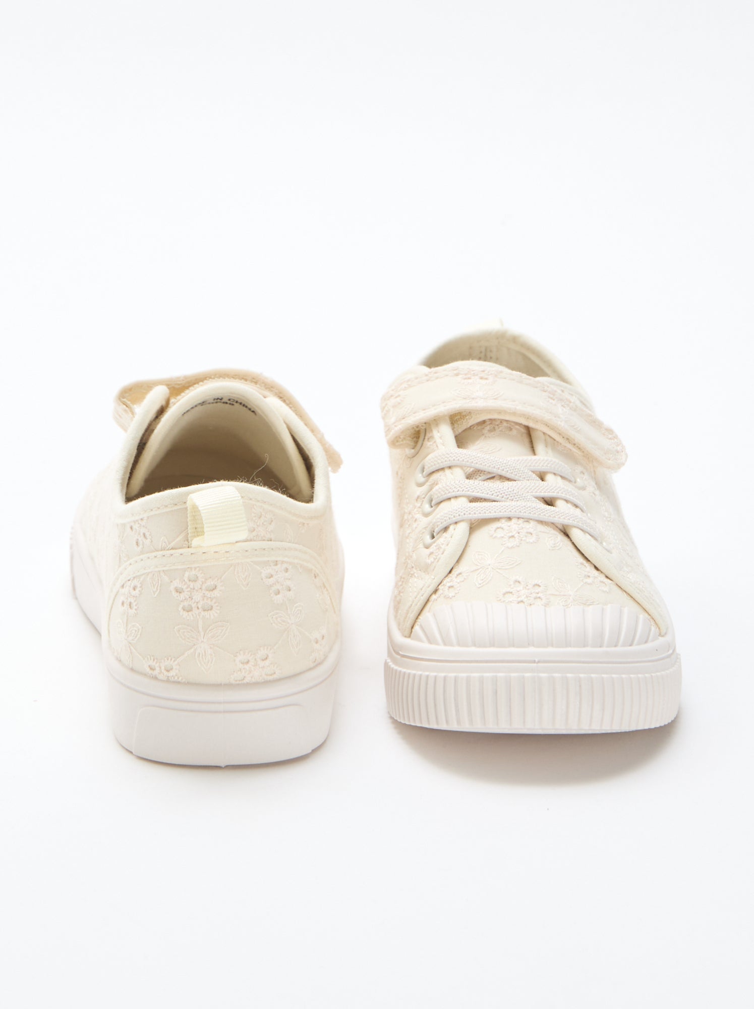 Baskets en toile imprimé fleurs - Beige