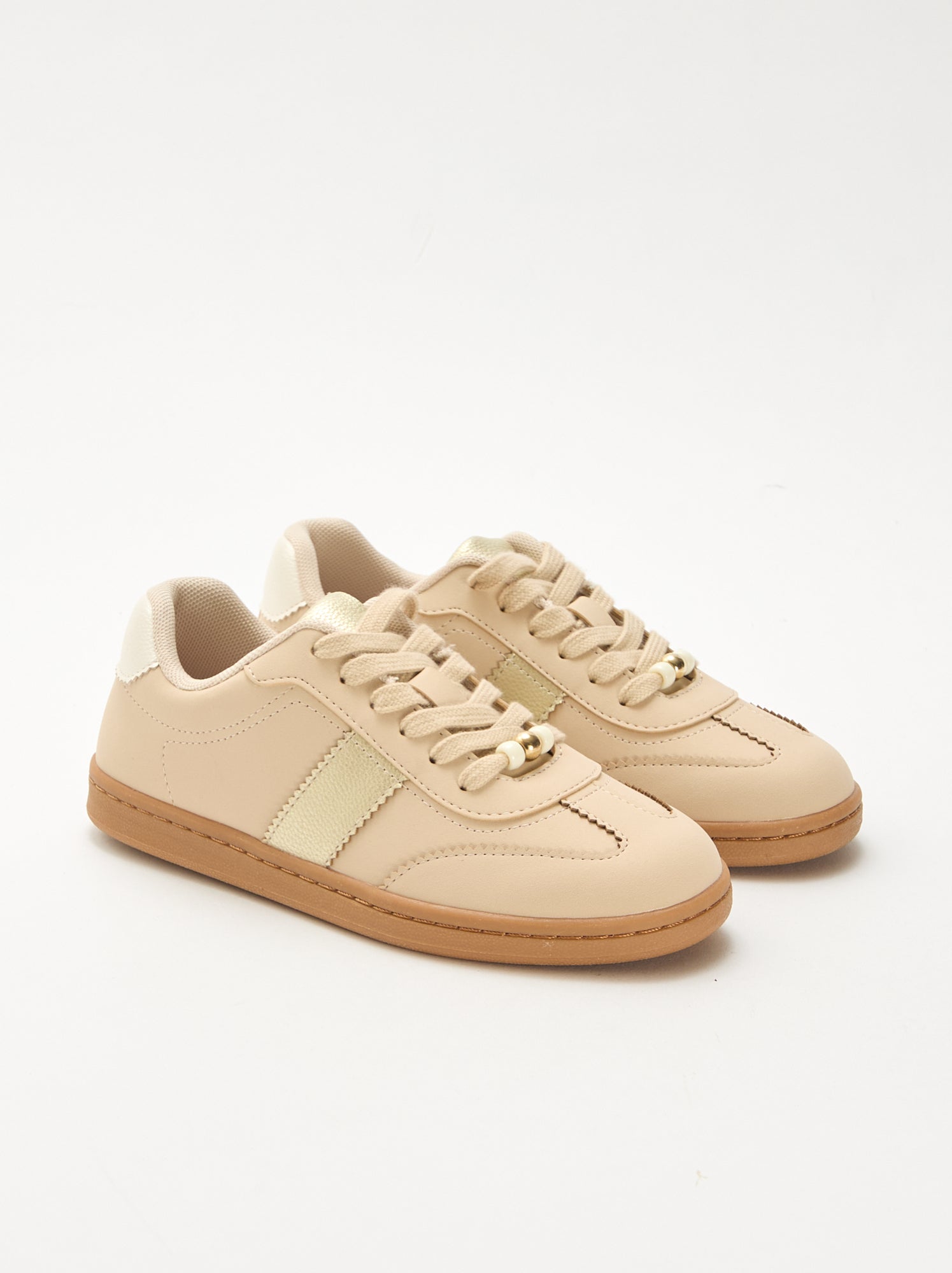 Baskets mode avec empiècements imprimés léopard - Blanc
