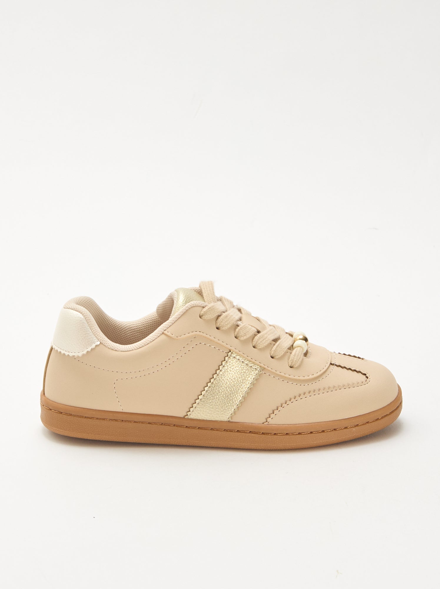 Baskets mode avec empiècements imprimés léopard - Blanc
