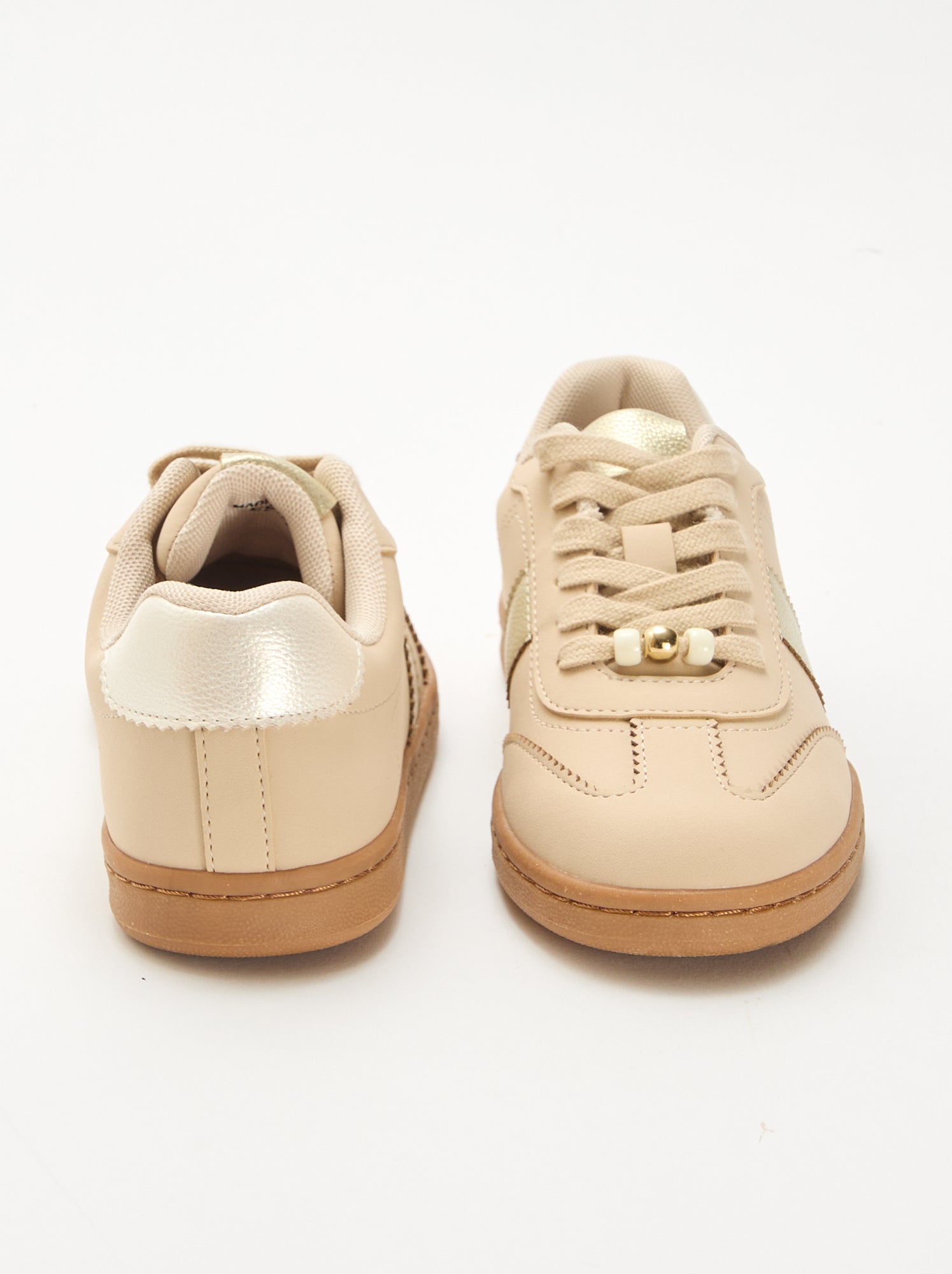 Baskets mode avec empiècements imprimés léopard - Blanc