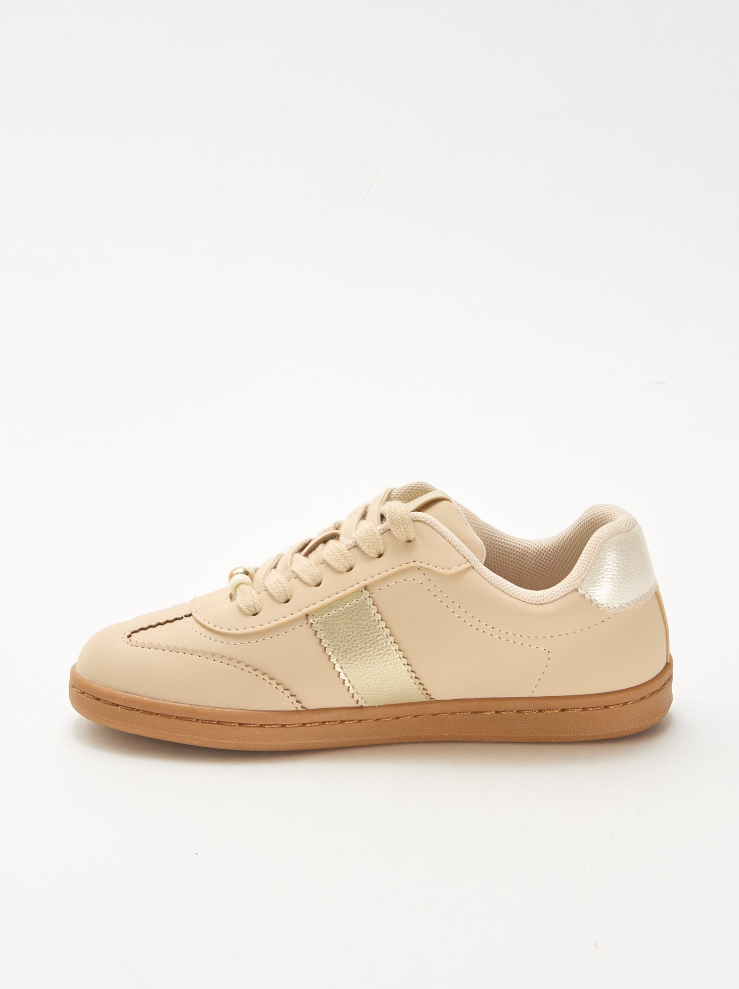 Baskets mode avec empiècements imprimés léopard - Blanc