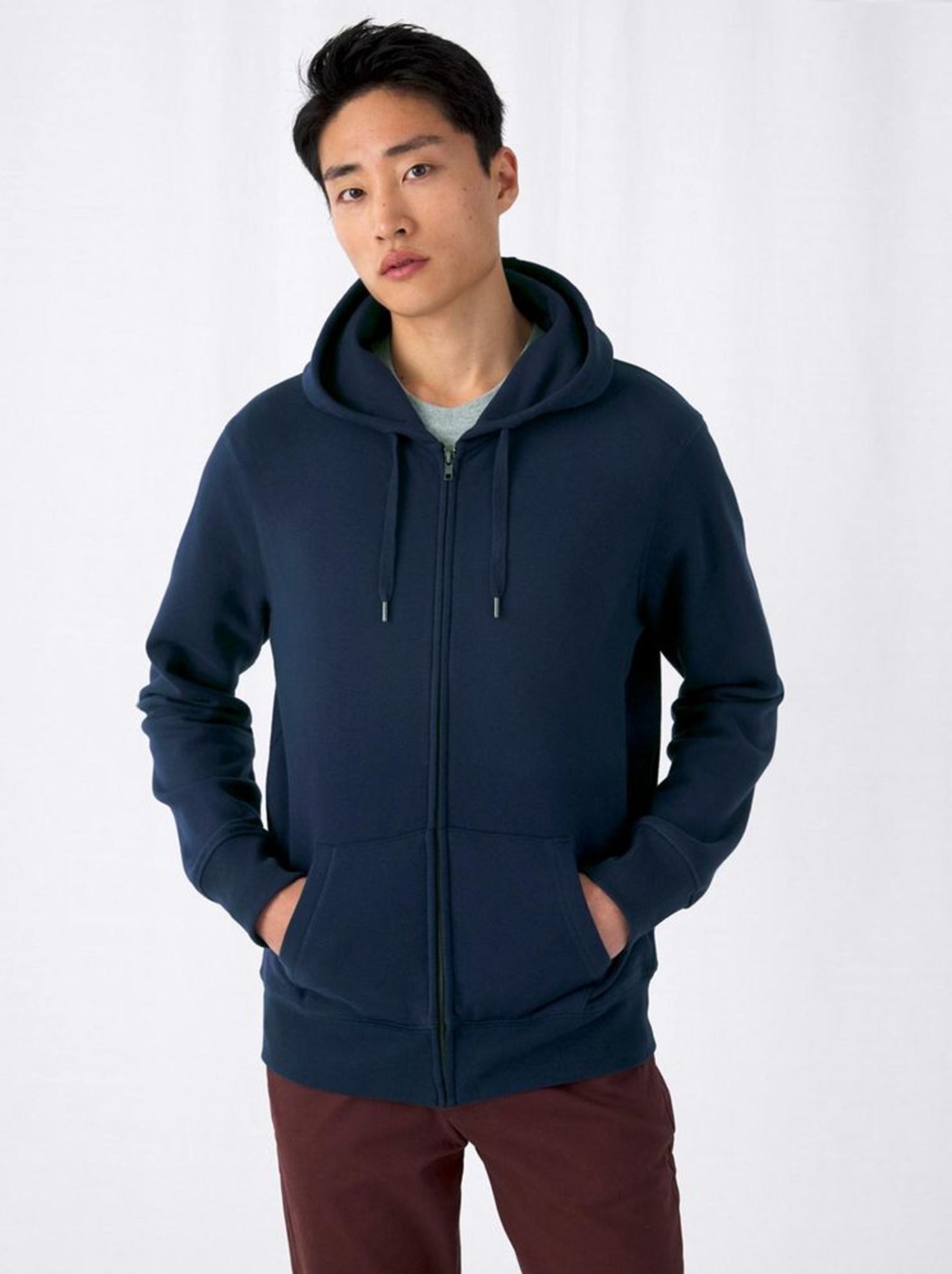 B&C Sweat à capuche zippé Mens King - Bleu marine