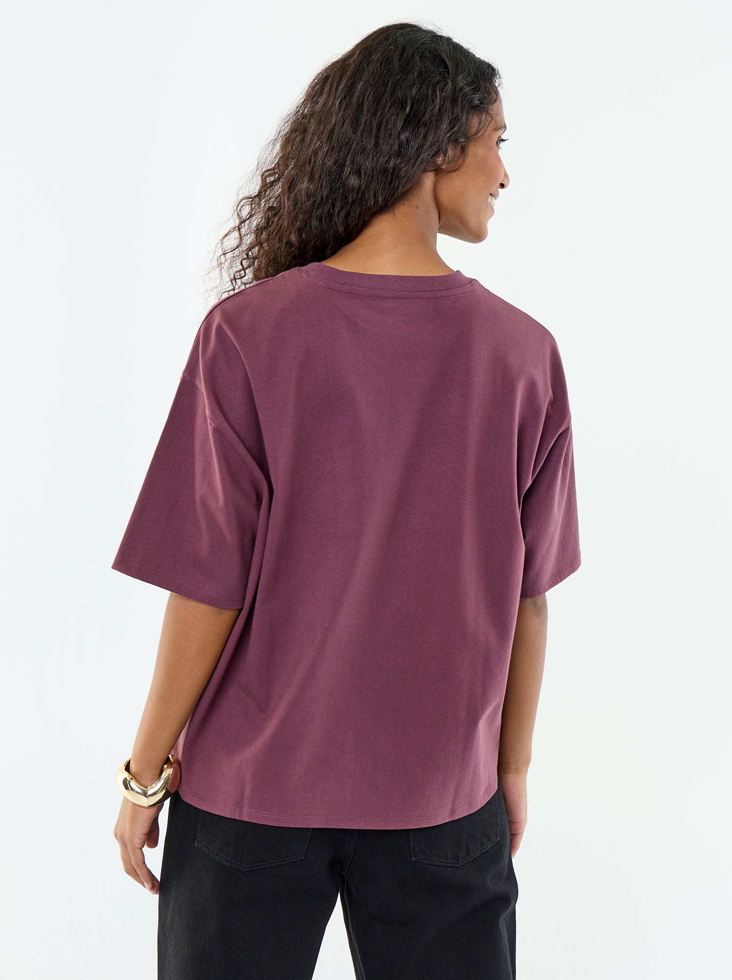 T-shirt oversize à col rond - Violet