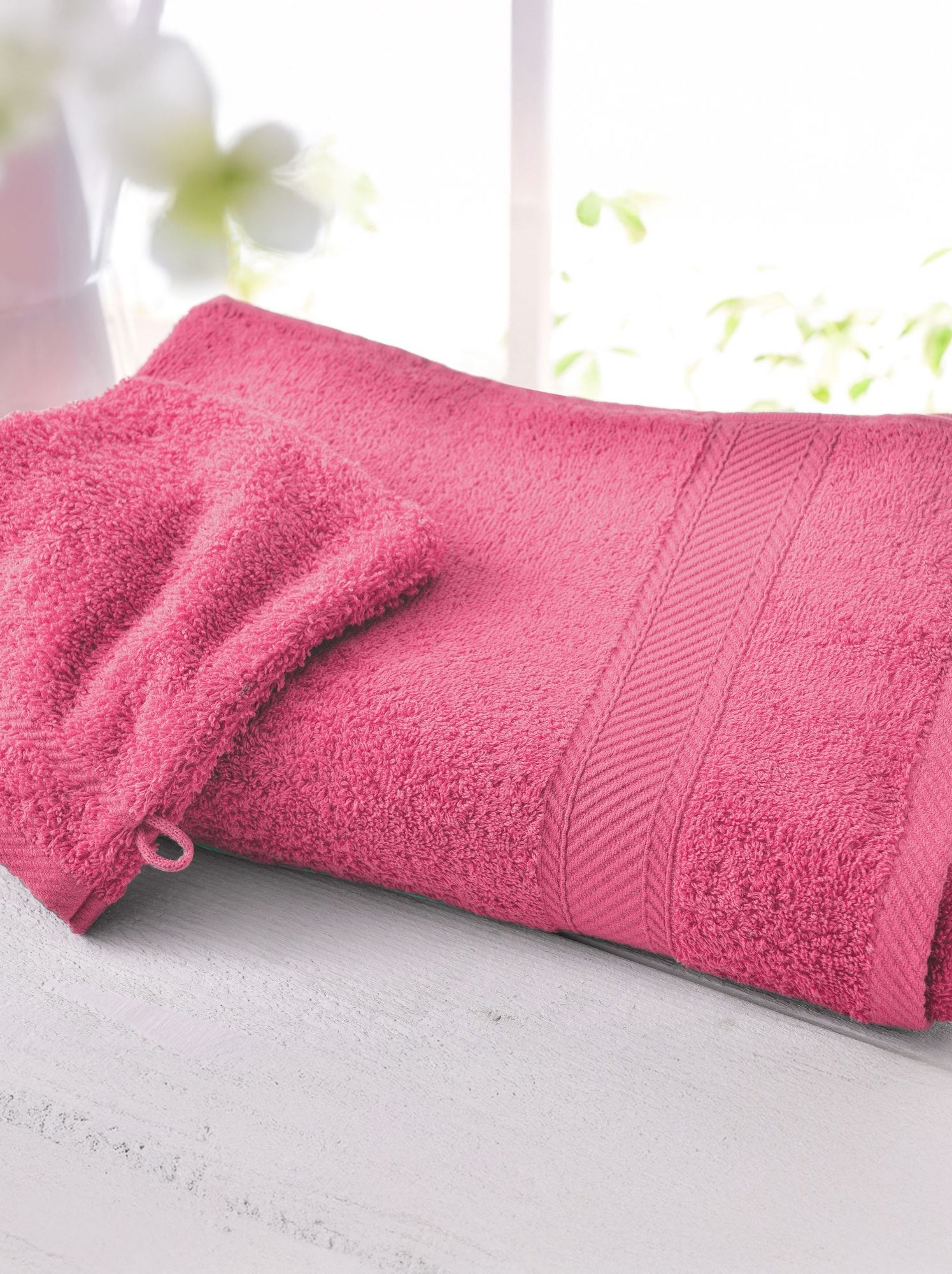 Becquet - drap de bain claire en coton - Rose framboise