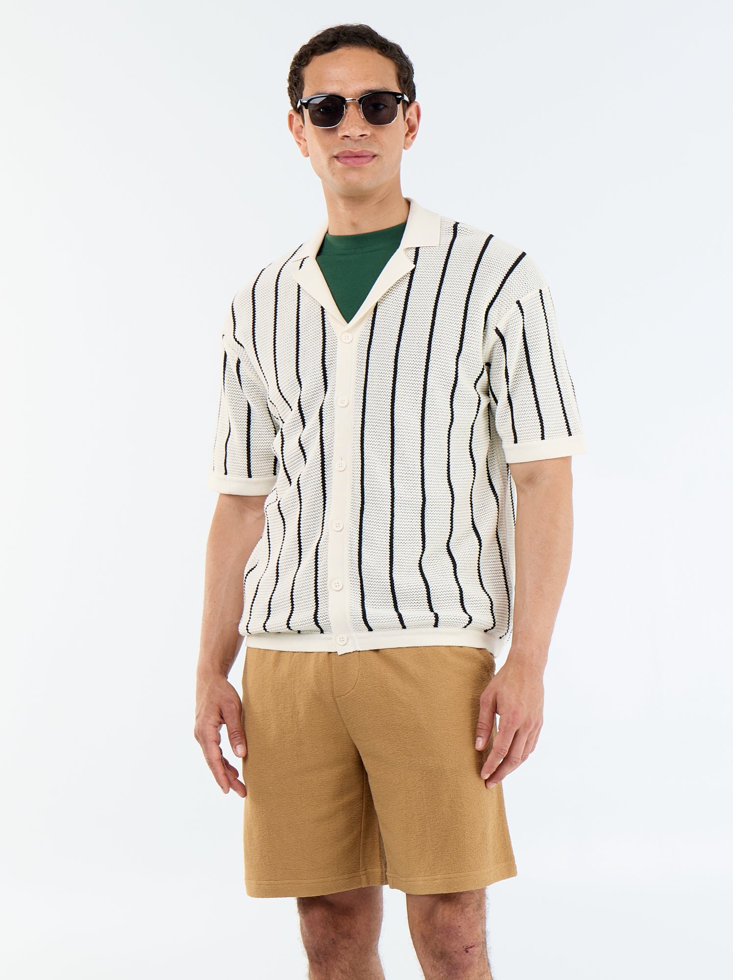 Bermuda à la taille élastiquée + cordons - Beige