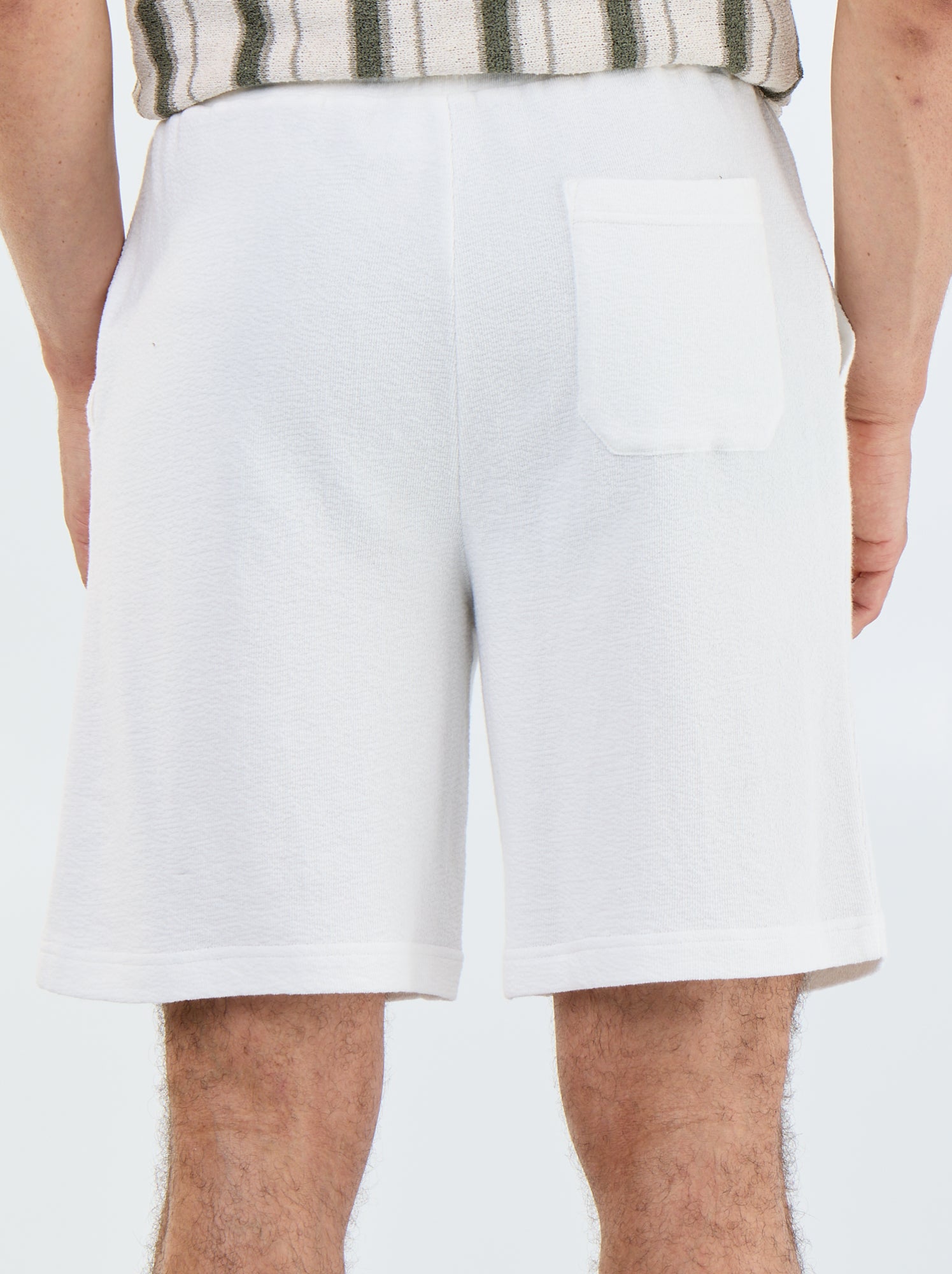 Bermuda à la taille élastiquée + cordons - Blanc
