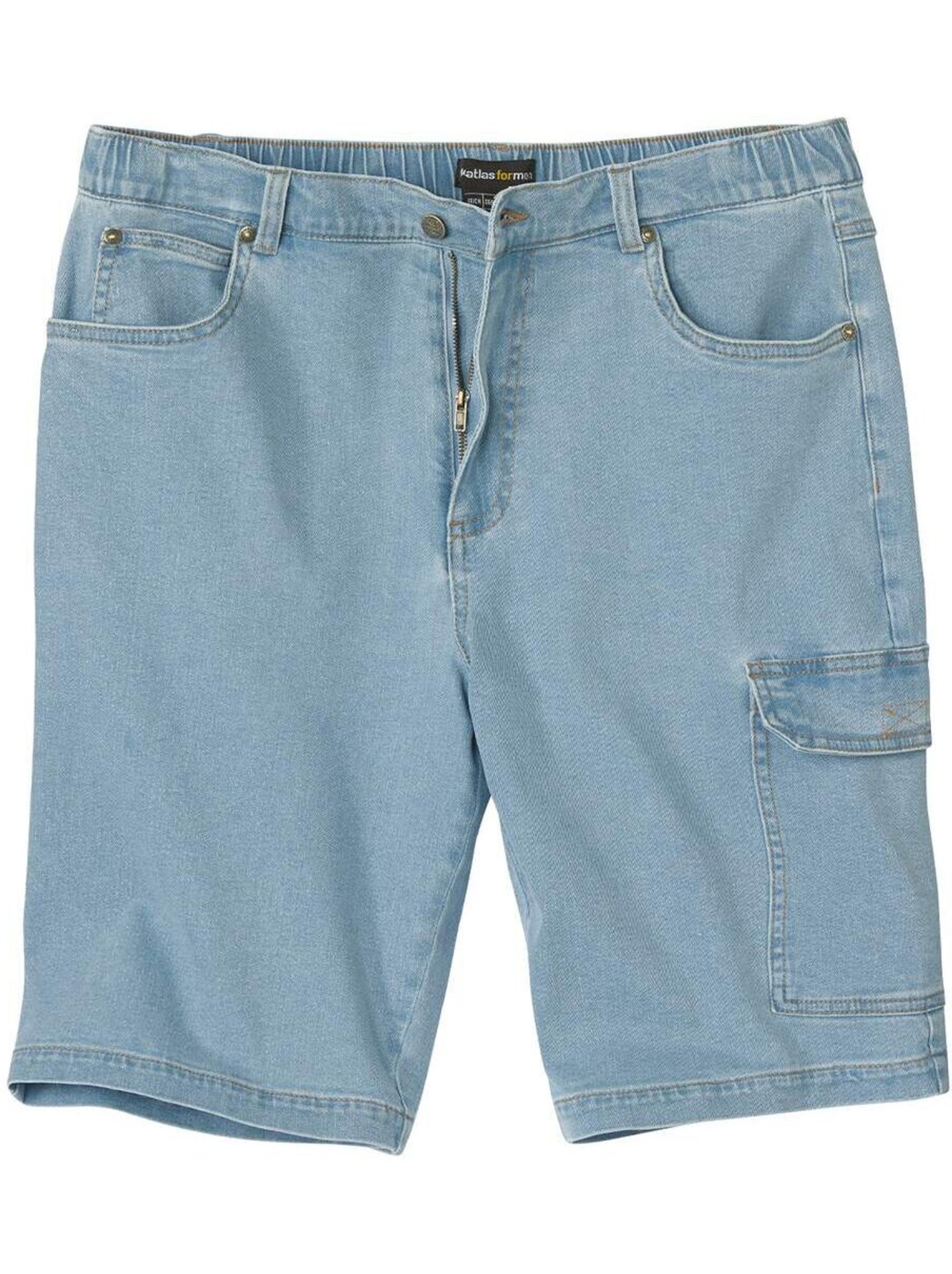 Bermuda cargo en jean stretch  - atlas for men - Bleu