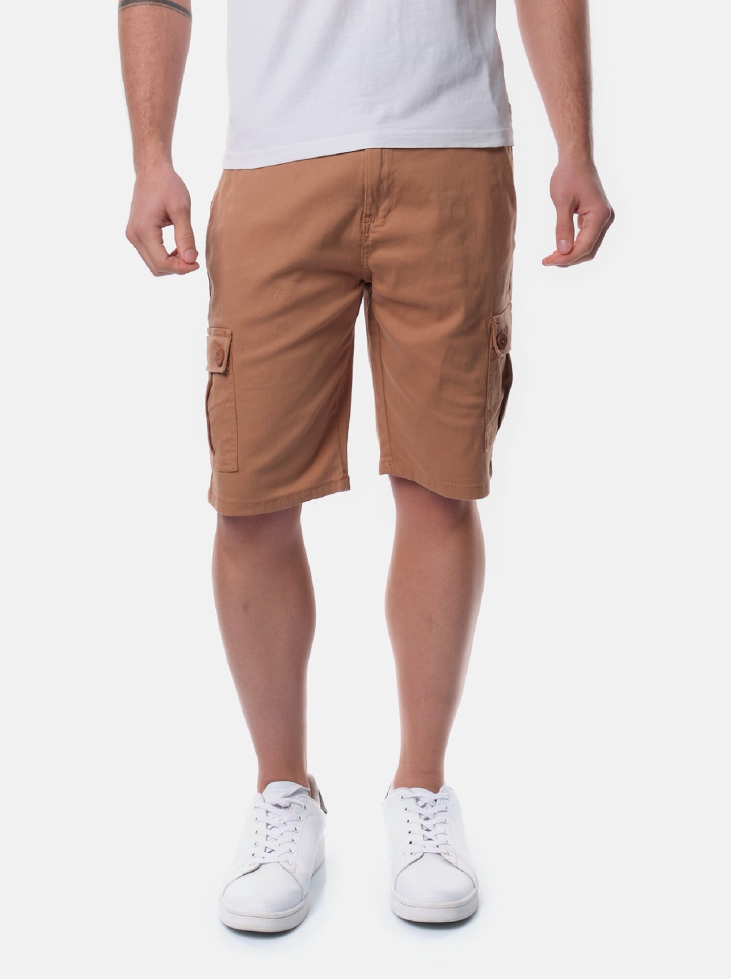 Bermuda cargo multi-poches - Marron tabac