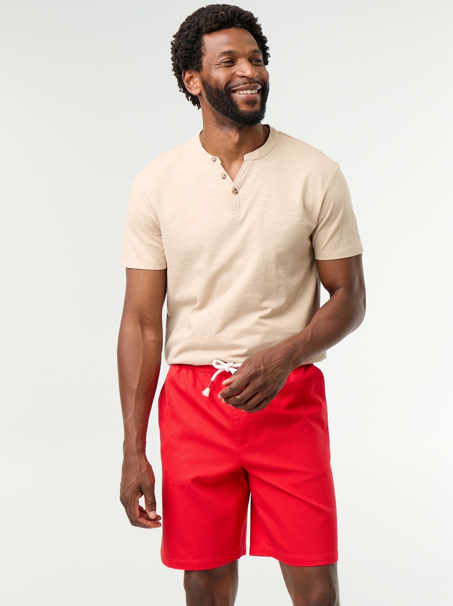 Bermuda chino en matière dobby - Rouge