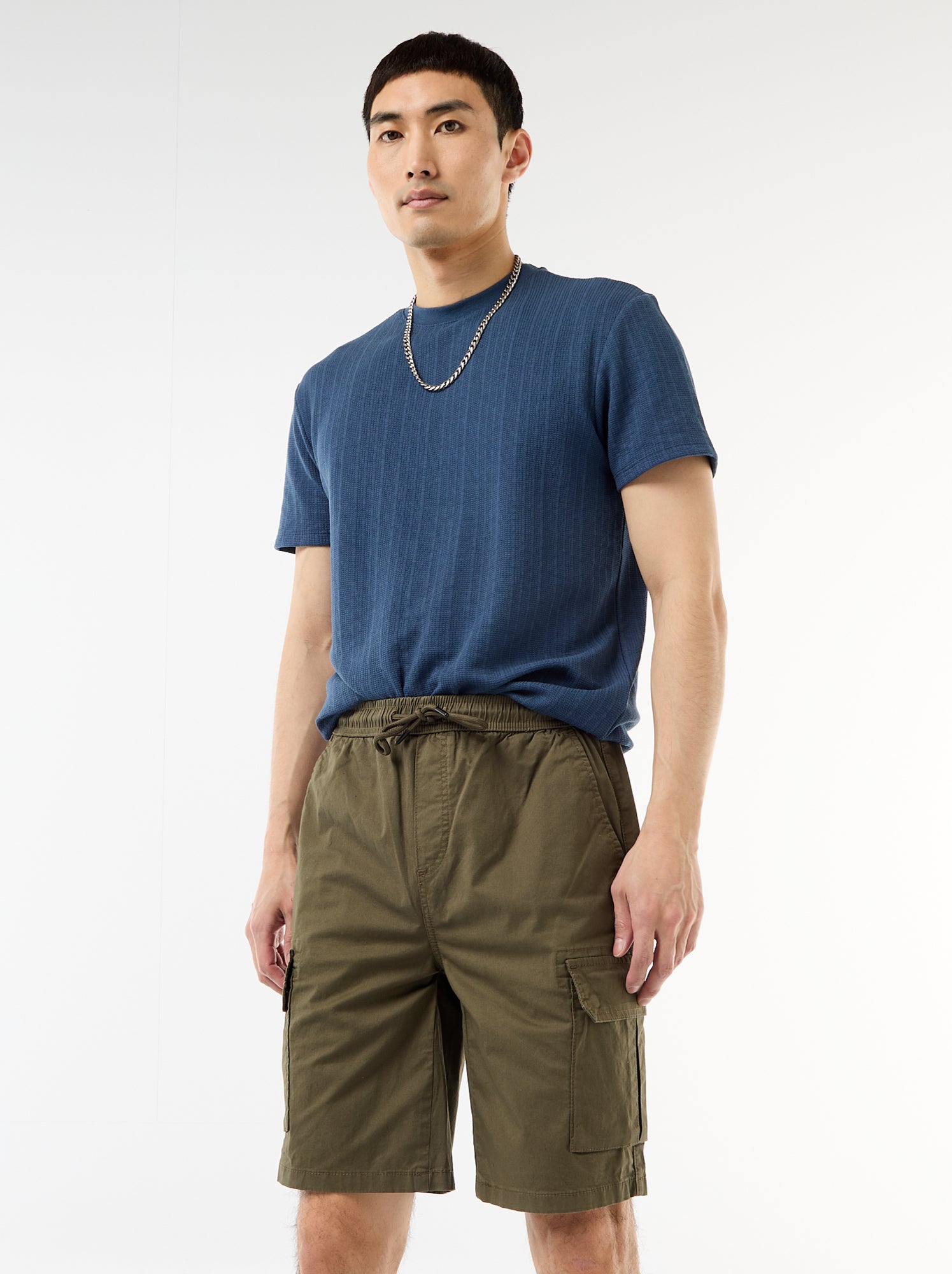 Bermuda chino en popeline avec poches à rabat - Kaki