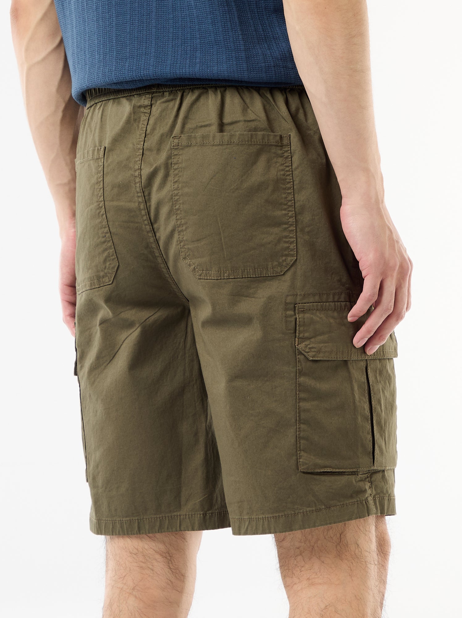 Bermuda chino en popeline avec poches à rabat - Kaki