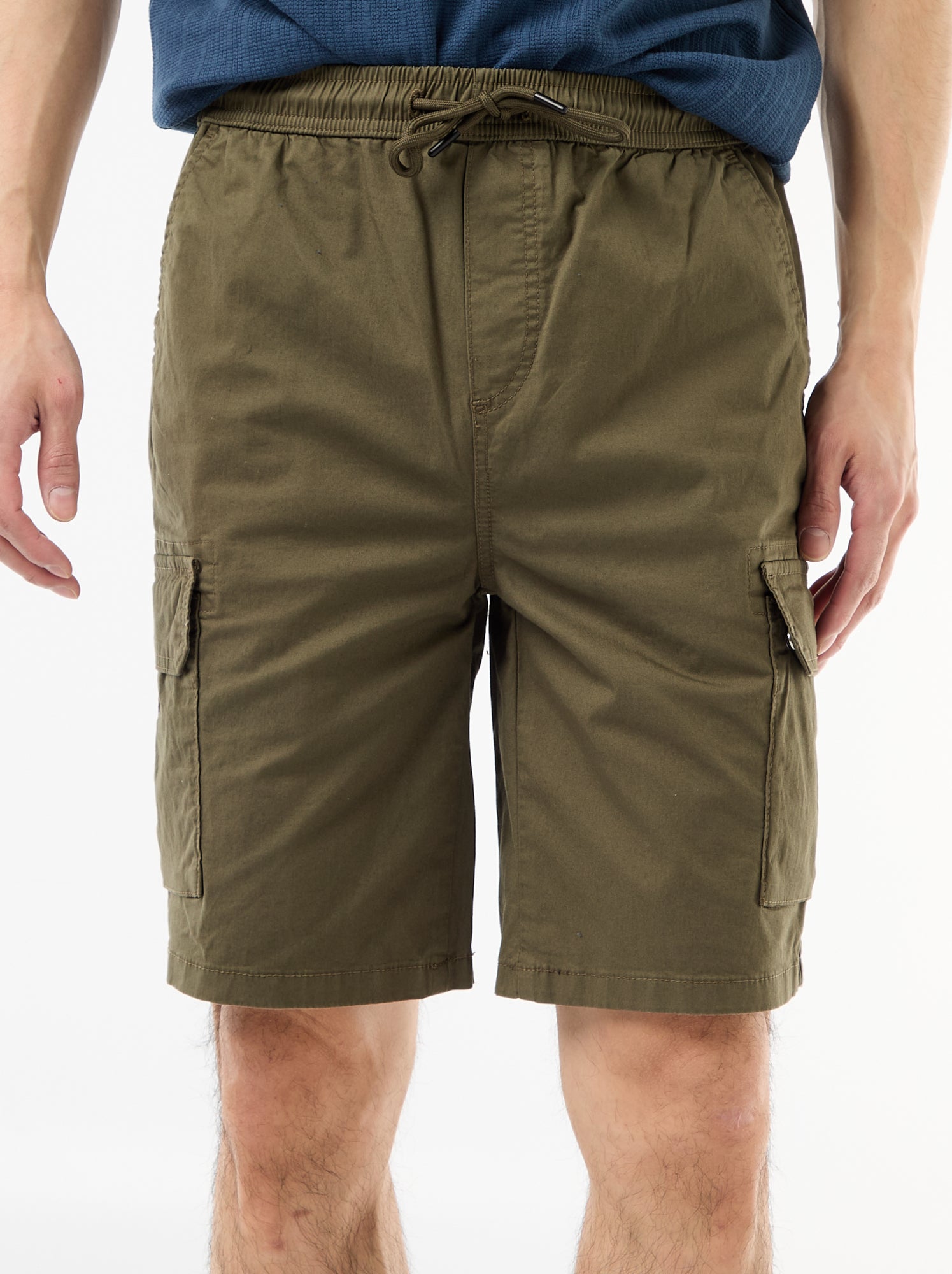 Bermuda chino en popeline avec poches à rabat - Kaki