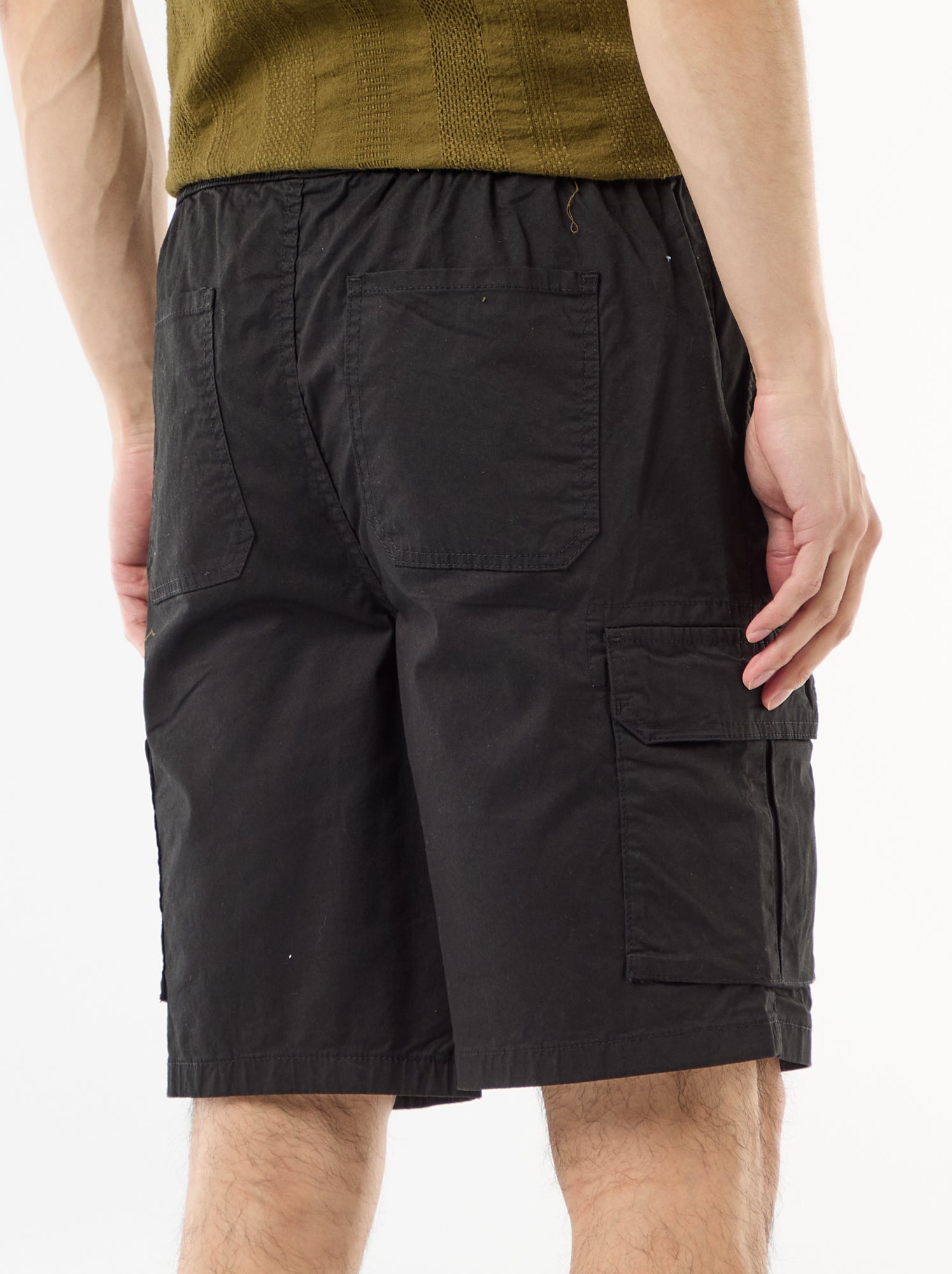 Bermuda chino en popeline avec poches à rabat - Noir