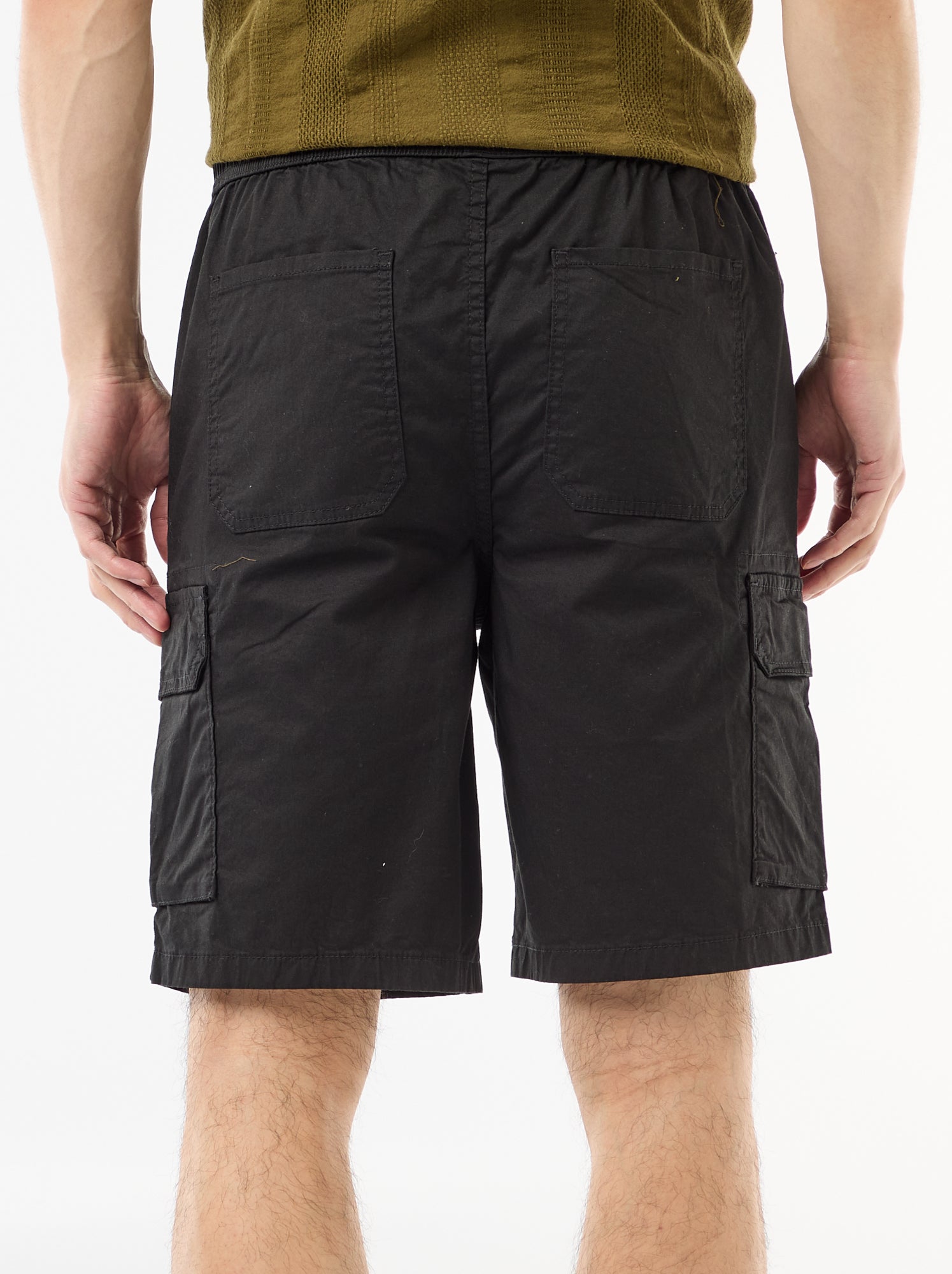 Bermuda chino en popeline avec poches à rabat - Noir