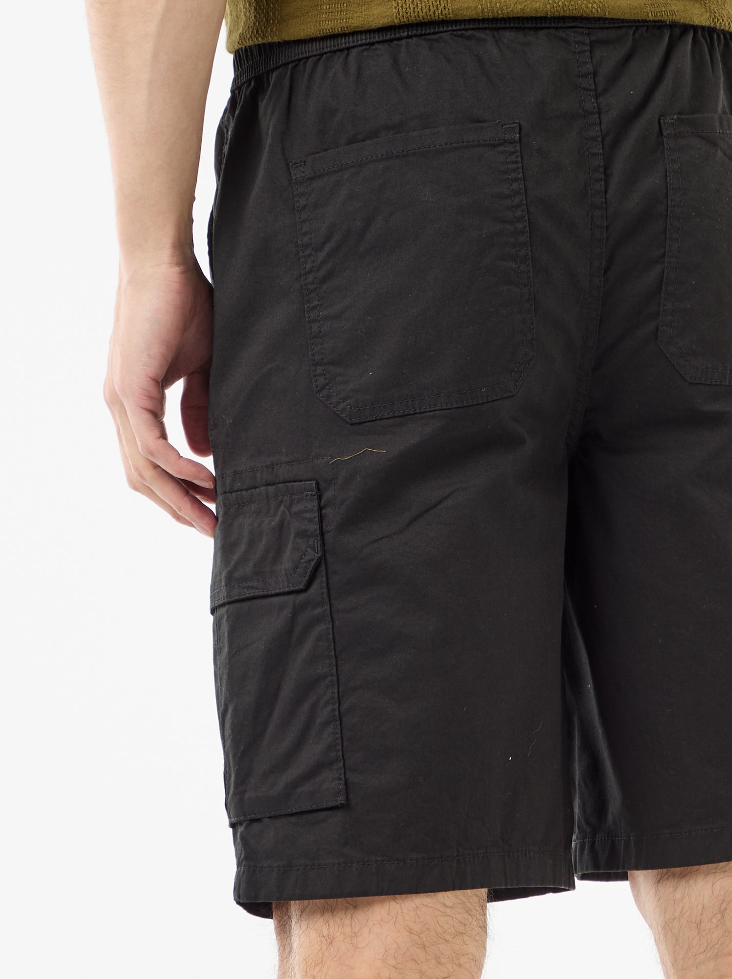 Bermuda chino en popeline avec poches à rabat - Noir