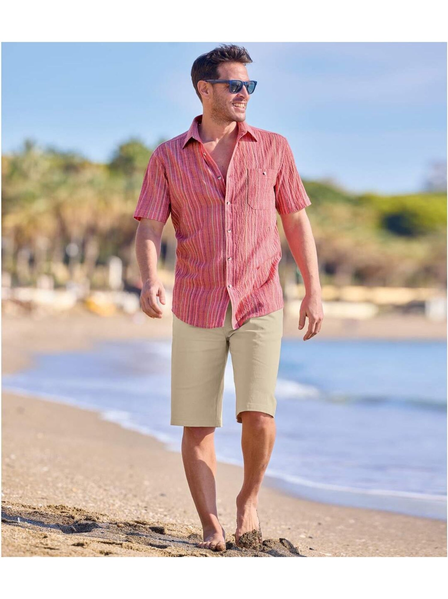 Bermuda chino twill stretch   - atlas for men - Beige