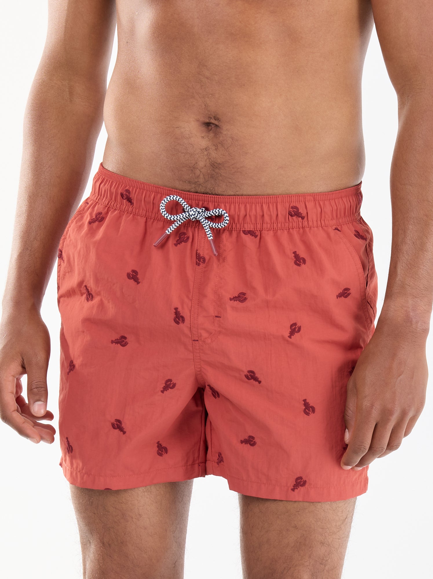 Bermuda de bain à motif - Rouge