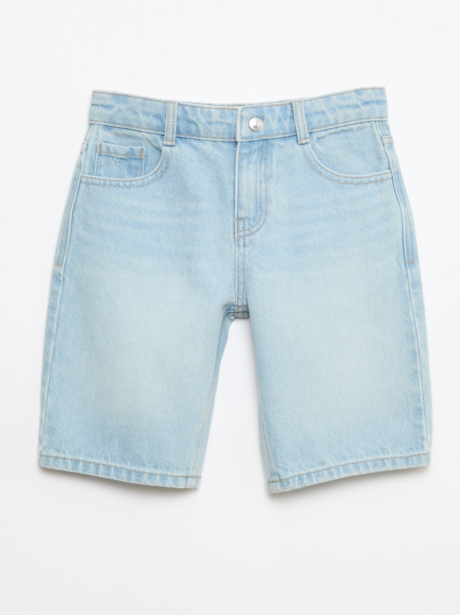 Bermuda denim slim fit stretch en coton - Bleu ciel