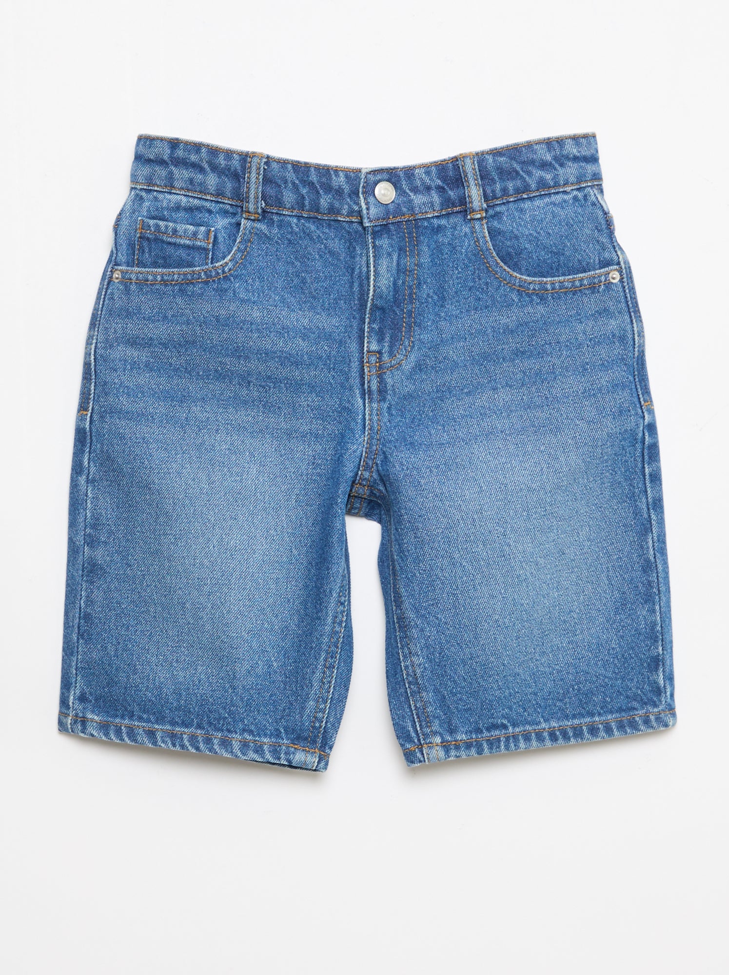 Bermuda denim slim fit stretch en coton - Bleu