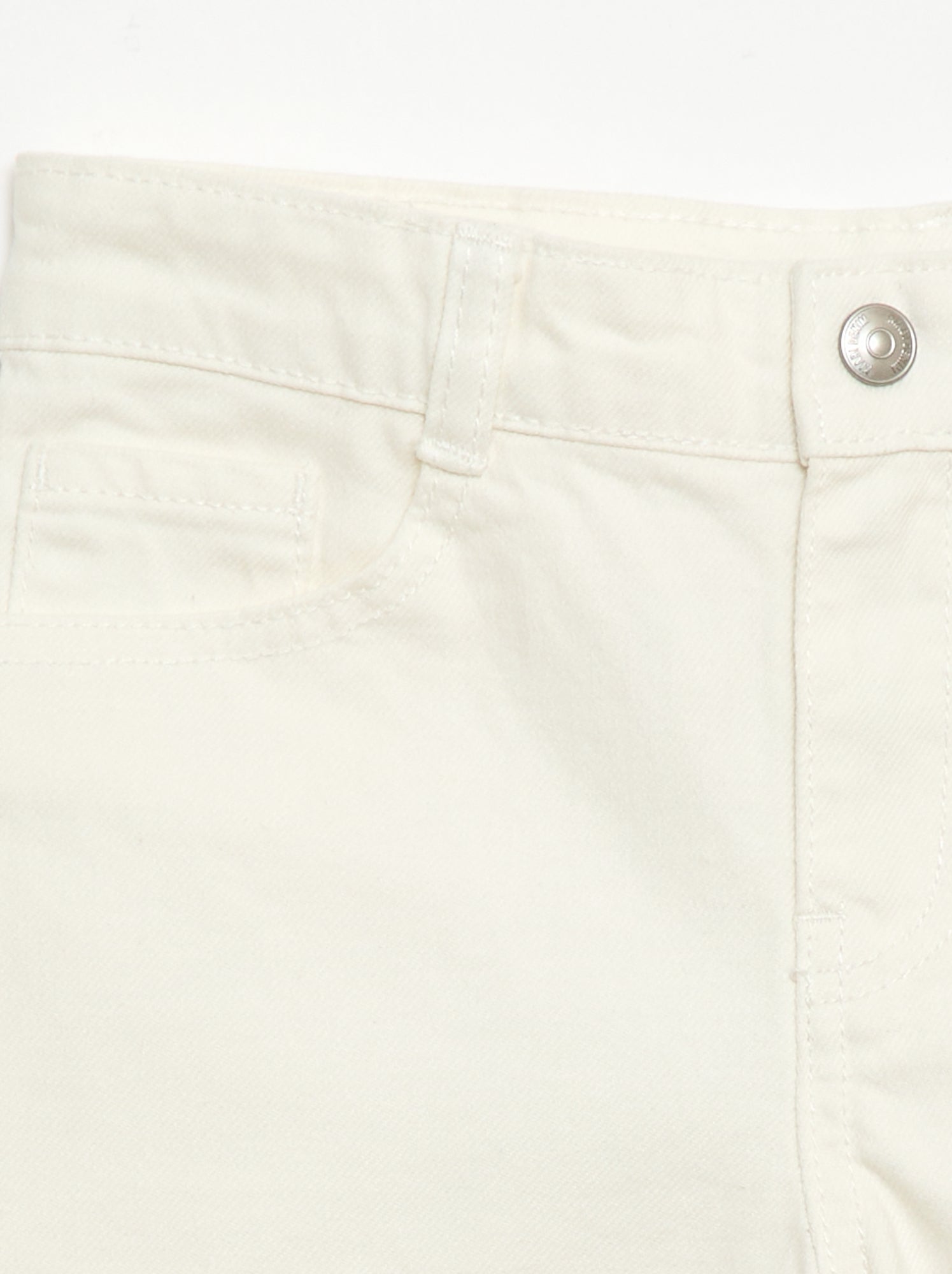 Bermuda denim slim fit stretch en coton - Ecru