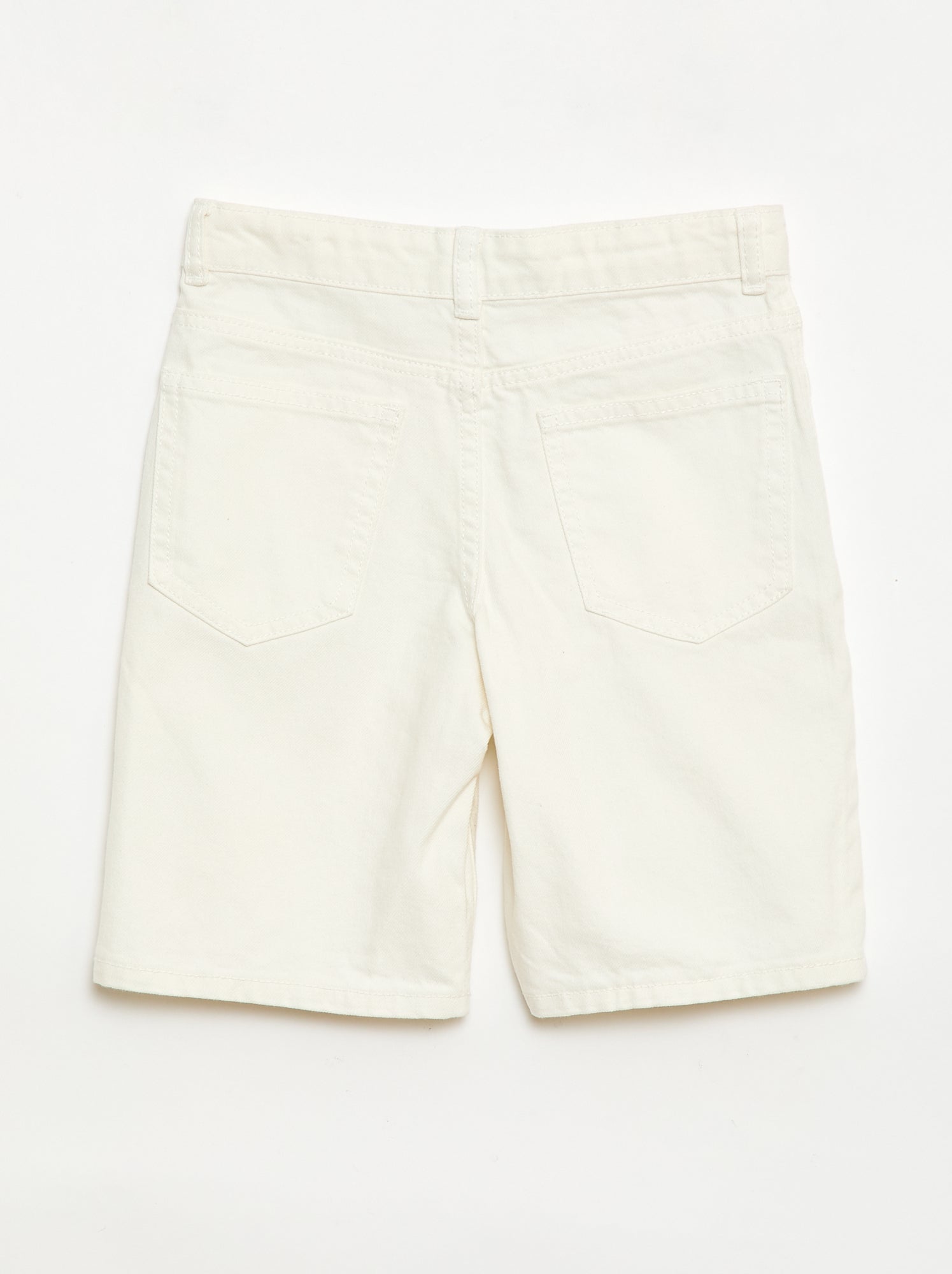 Bermuda denim slim fit stretch en coton - Ecru