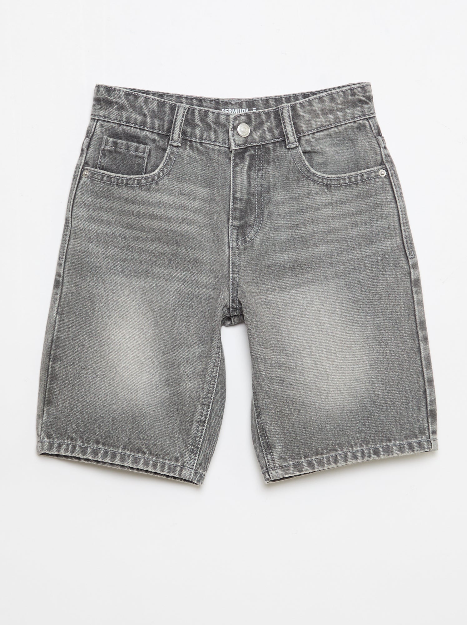 Bermuda denim slim fit stretch en coton - Gris