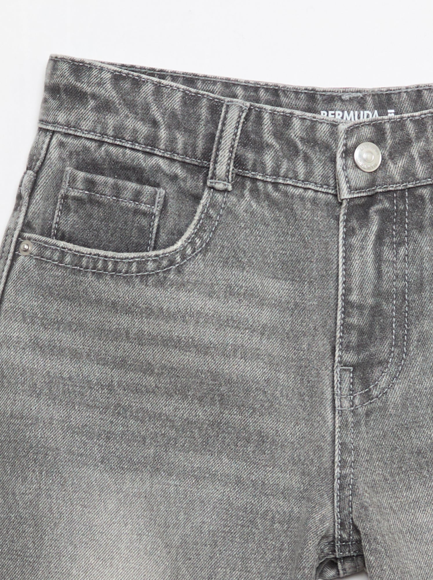 Bermuda denim slim fit stretch en coton - Gris