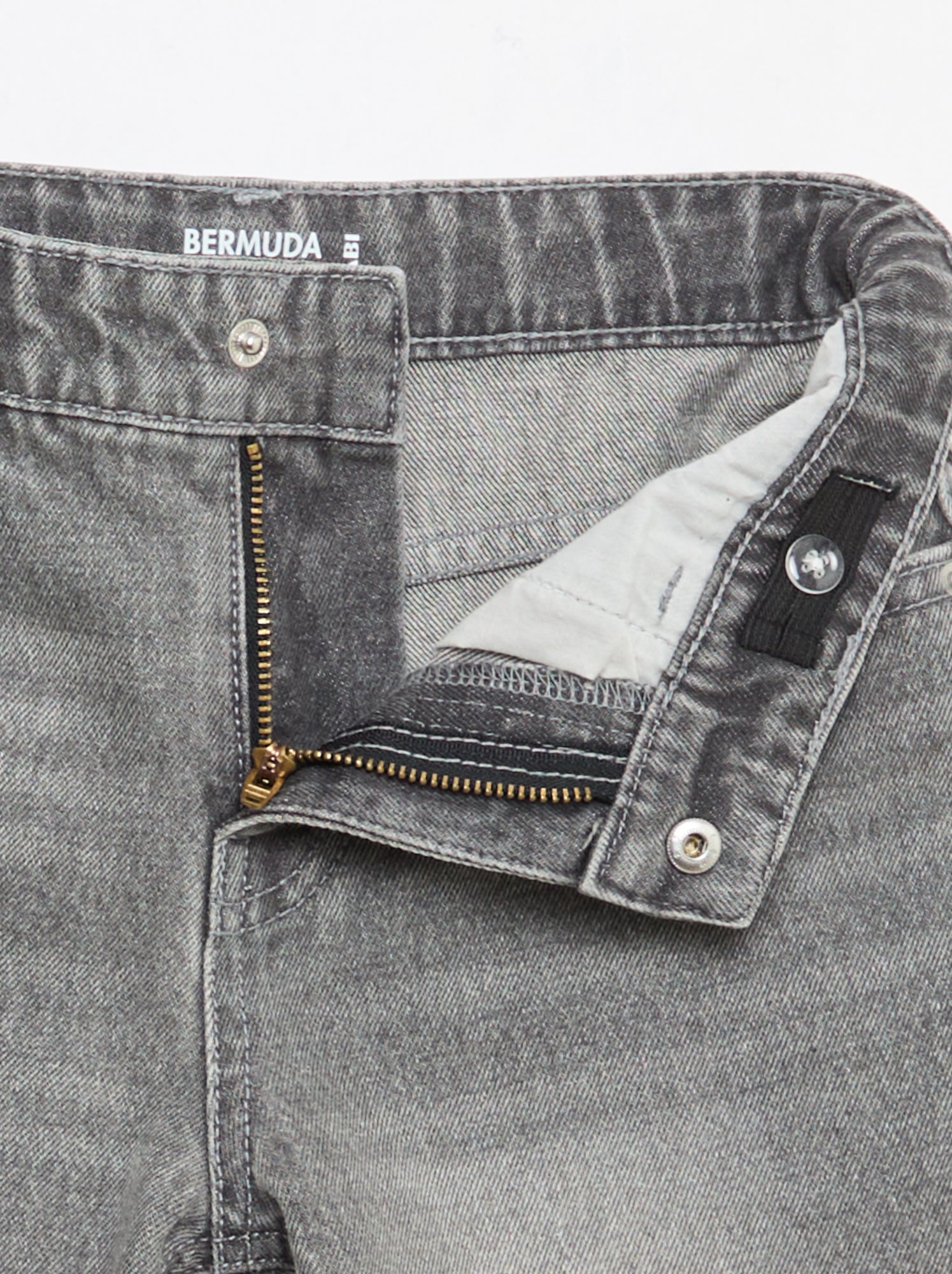 Bermuda denim slim fit stretch en coton - Gris