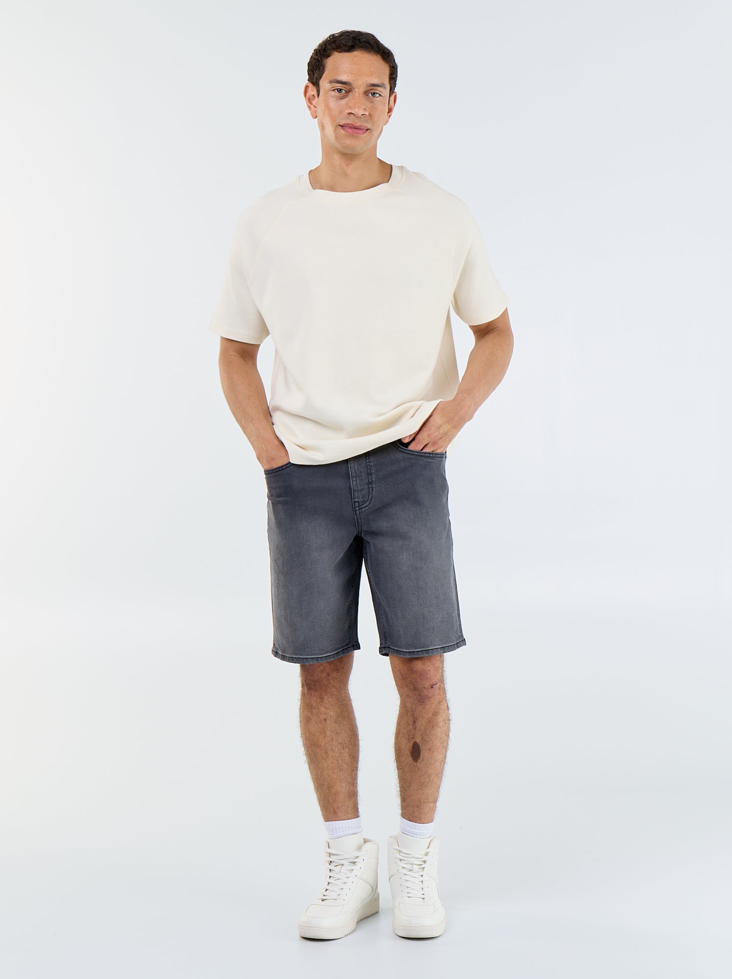 Bermuda en jean slim fit - Gris