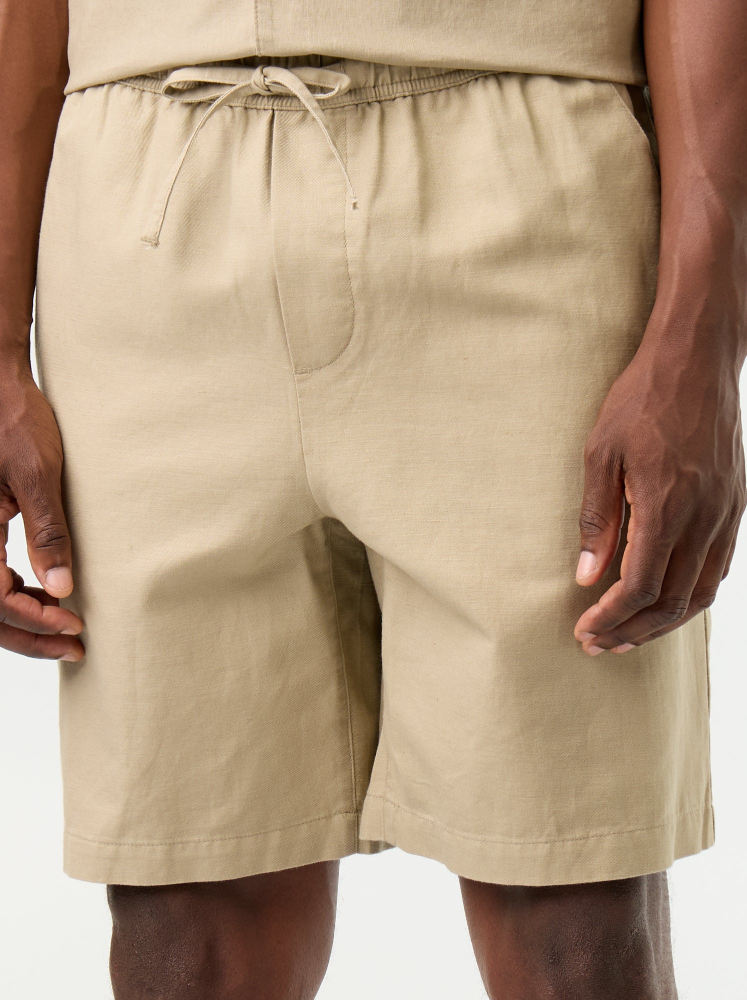 Bermuda en lin mélangé uni - Beige