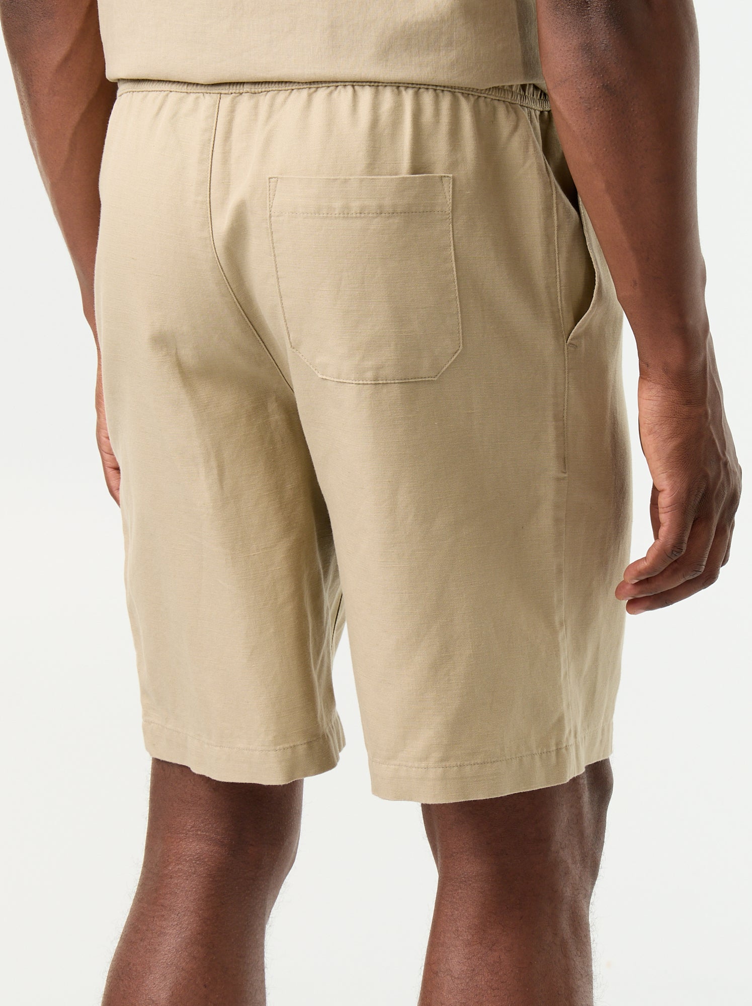 Bermuda en lin mélangé uni - Beige