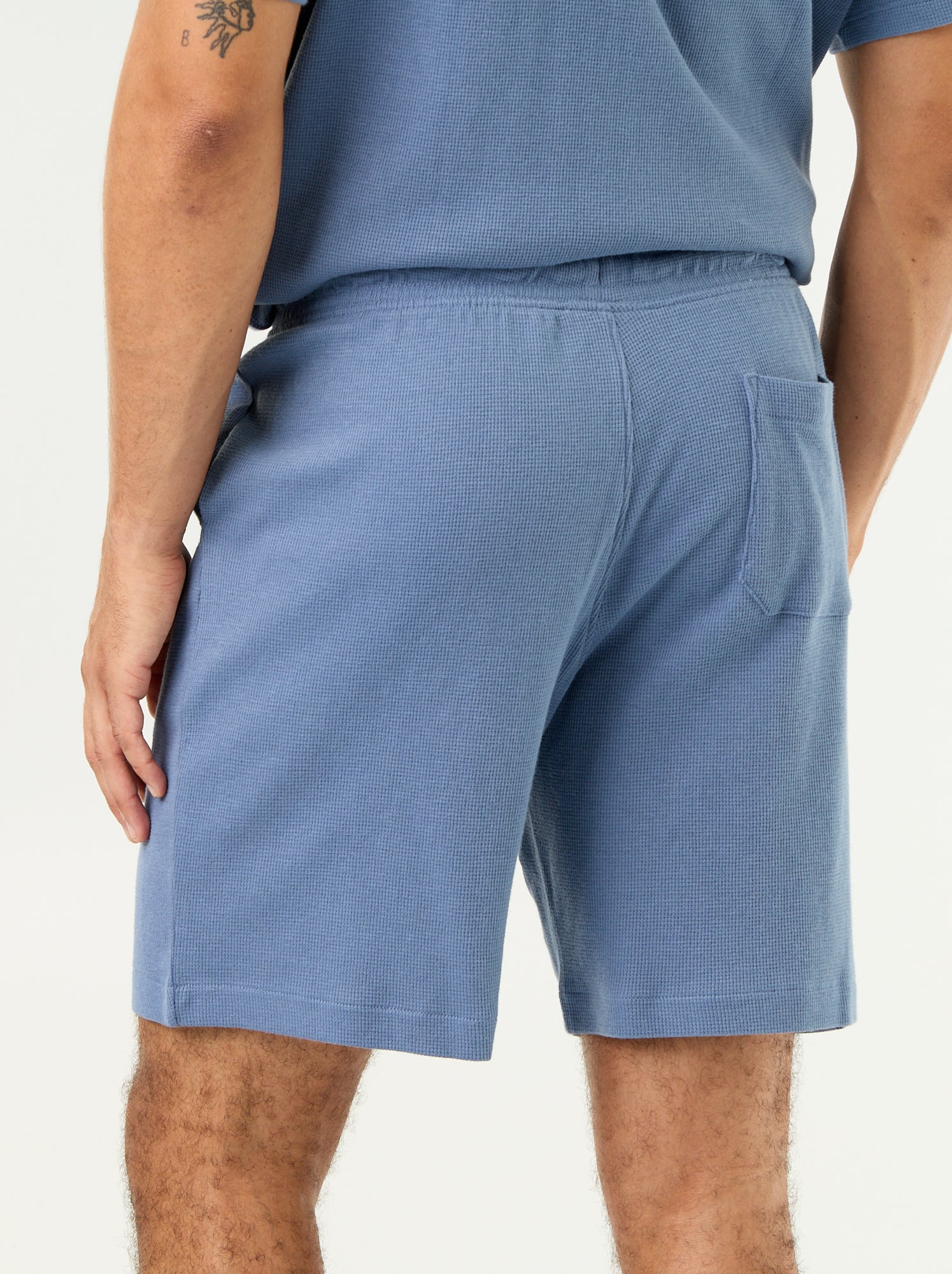 Bermuda en maille gaufrée - Bleu