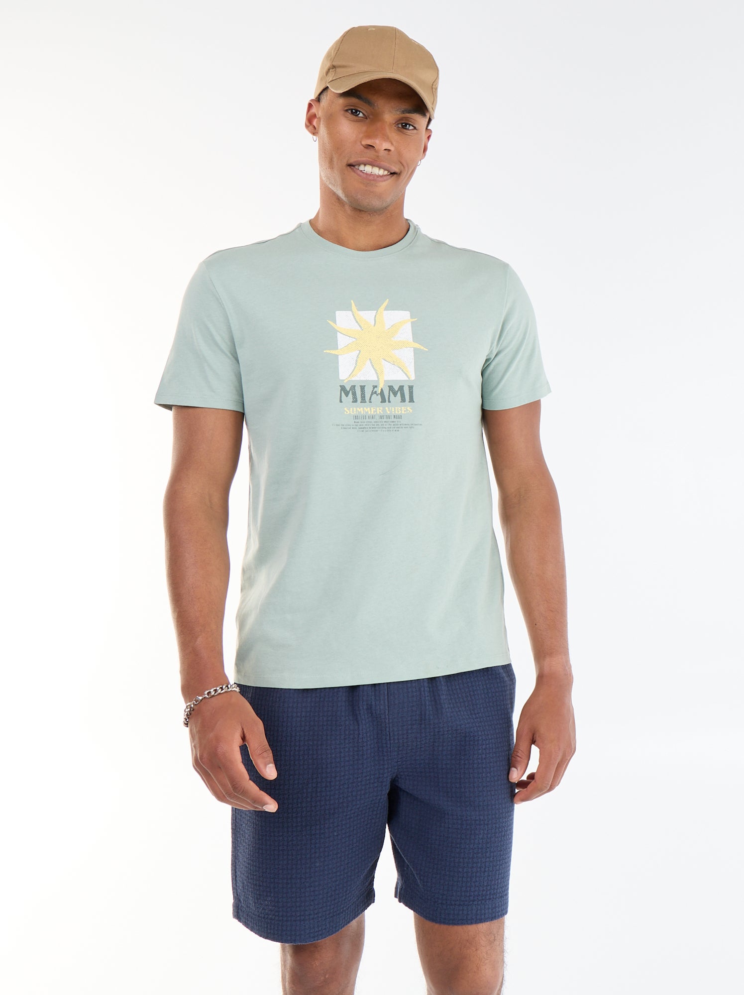 Bermuda en maille piquée - Bleu