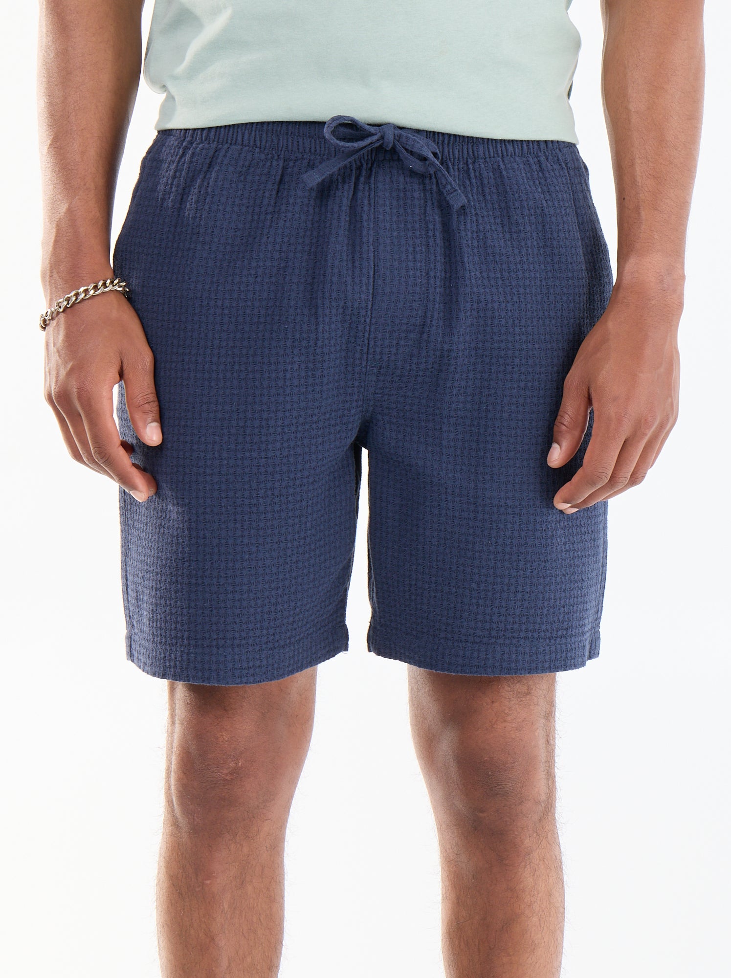 Bermuda en maille piquée - Bleu