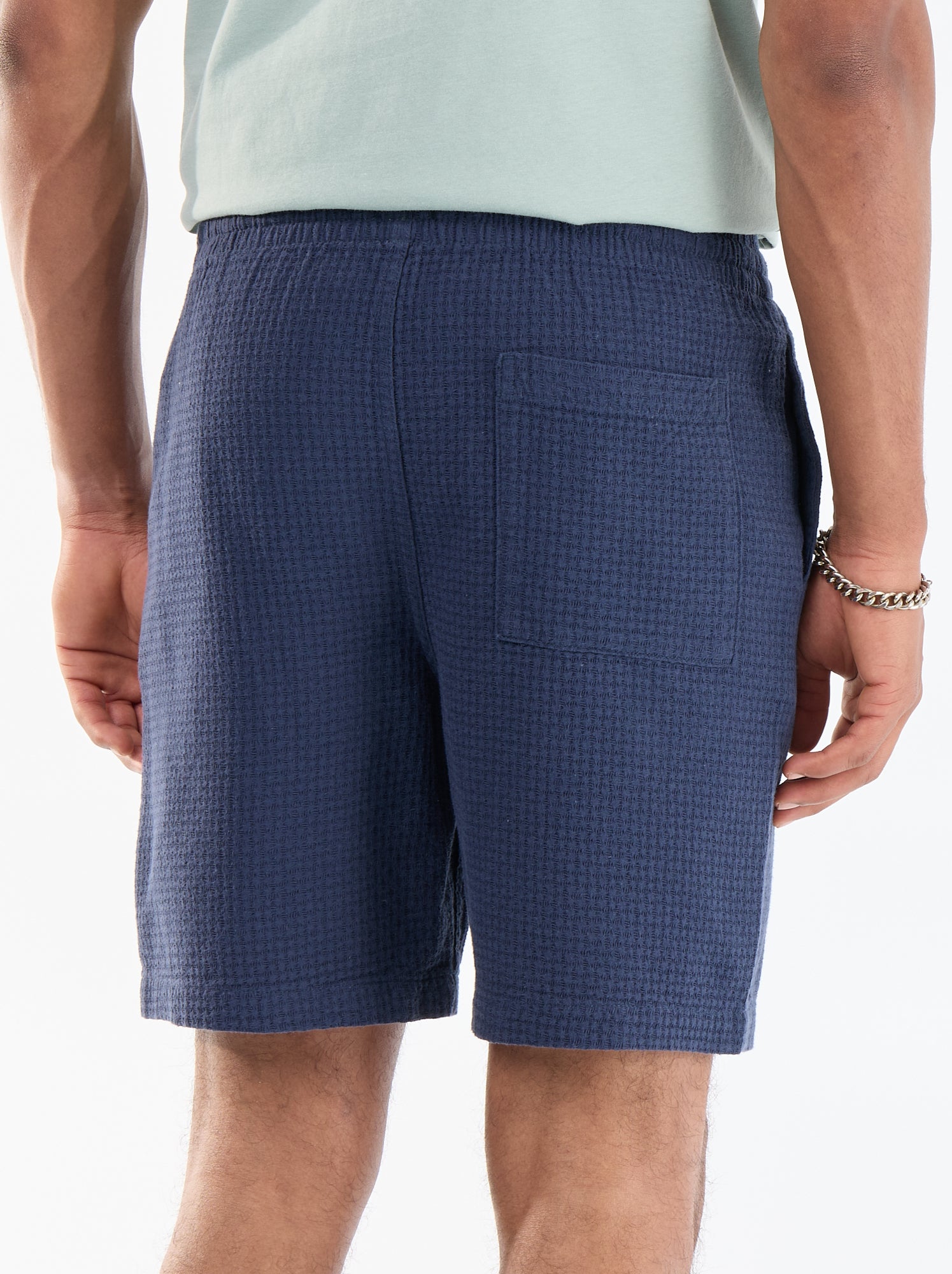 Bermuda en maille piquée - Bleu