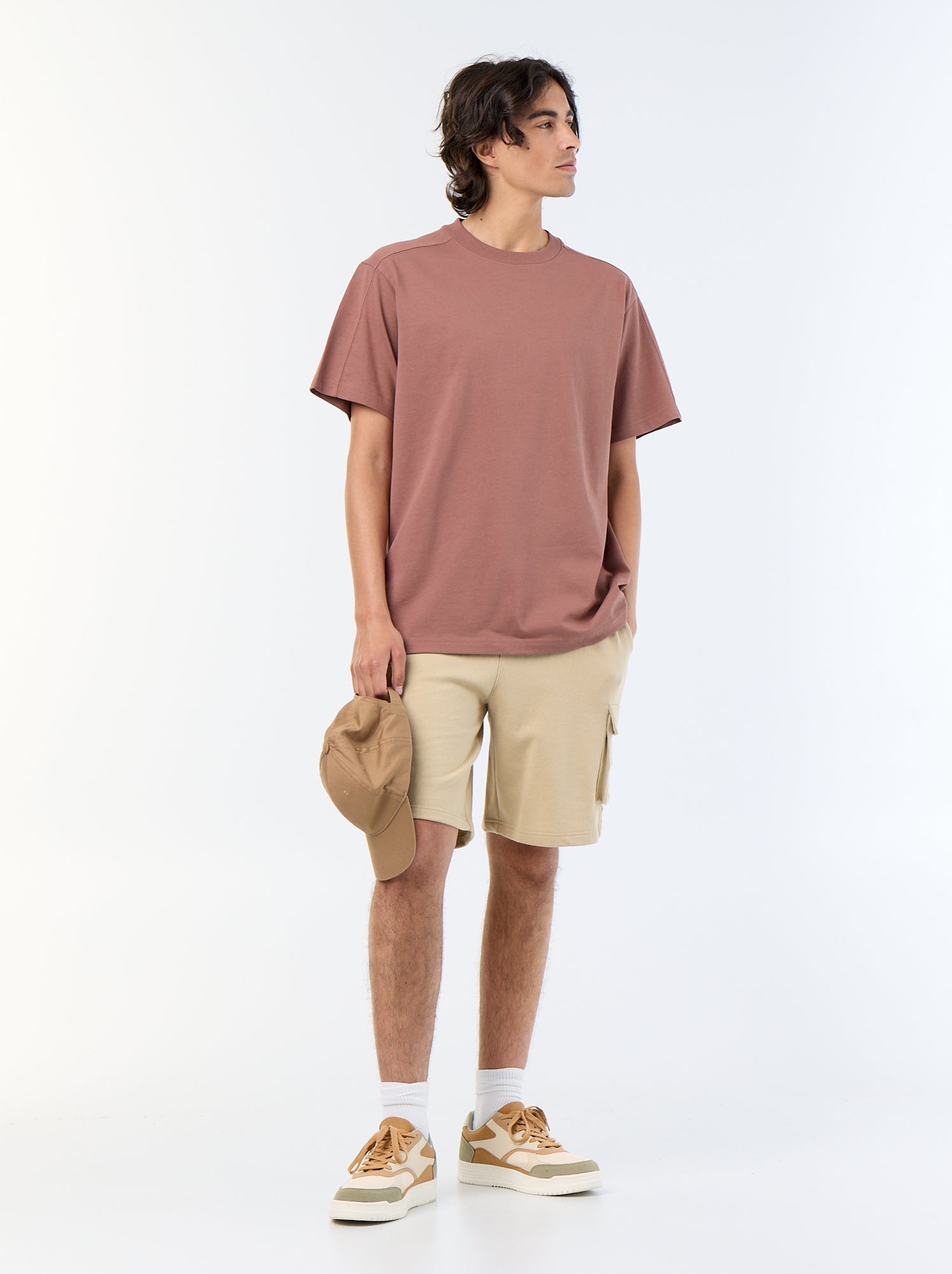 Bermuda en molleton léger avec poches à rabat - Beige
