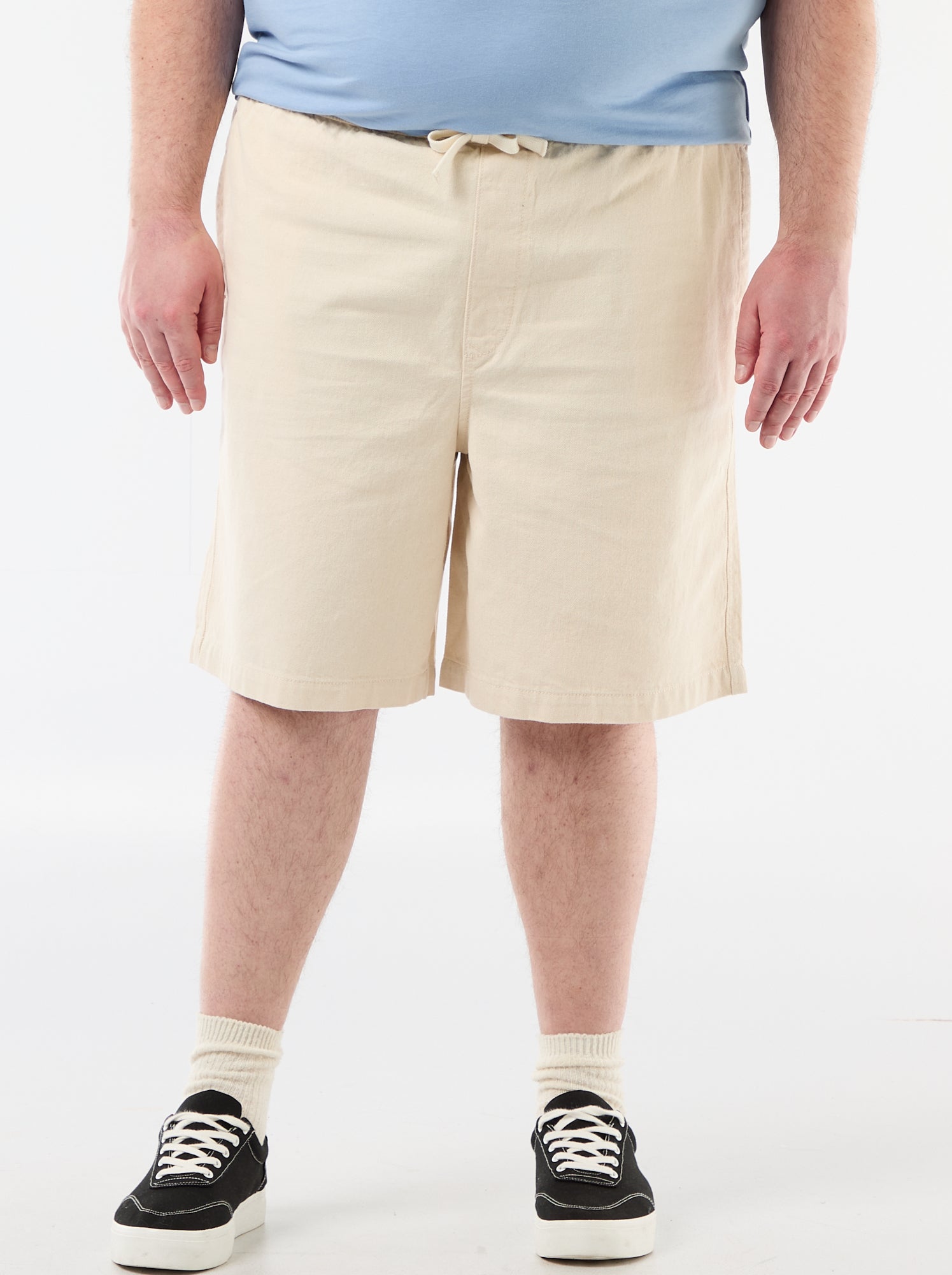 Bermuda en twill avec cordons de serrage - Blanc